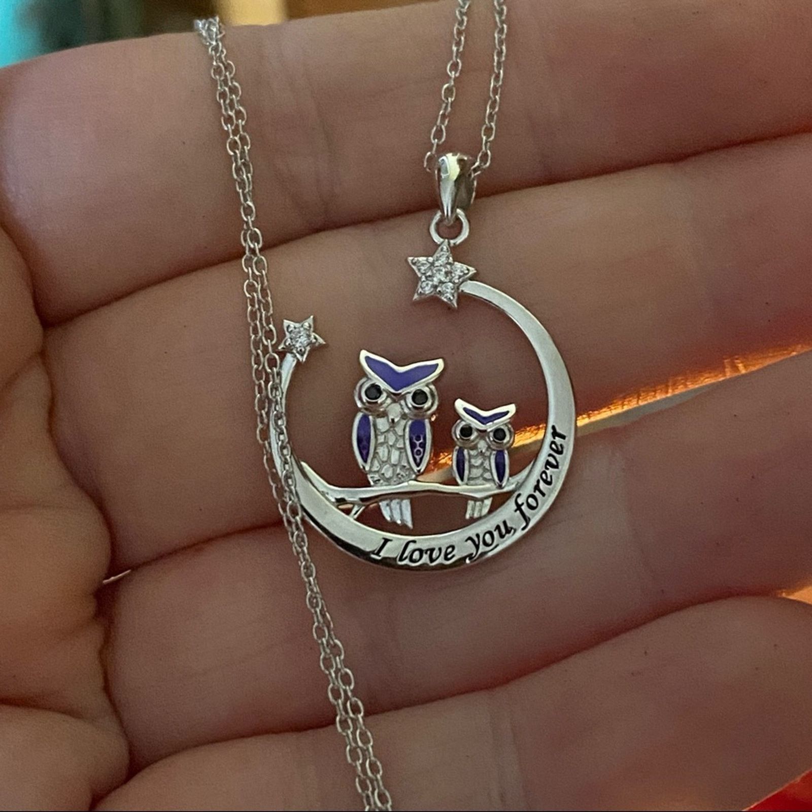 The Unbranded Brand Owl I Love You Forever Sterling Silver Necklace Size ONE SIZE - 4 Thumbnail