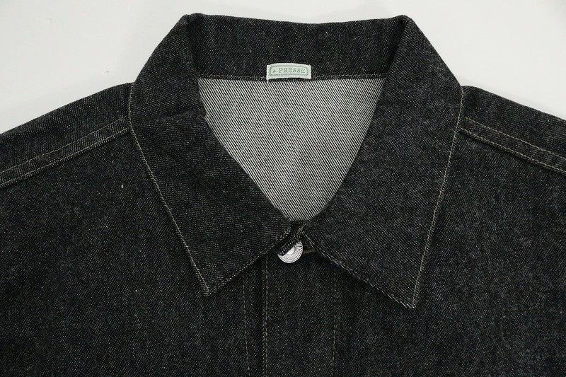 A.PRESSE A. PRESSE Black Denim Trucker Jacket AP-1002 Cotton Black Size US M / EU 48-50 / 2 - 12 Thumbnail