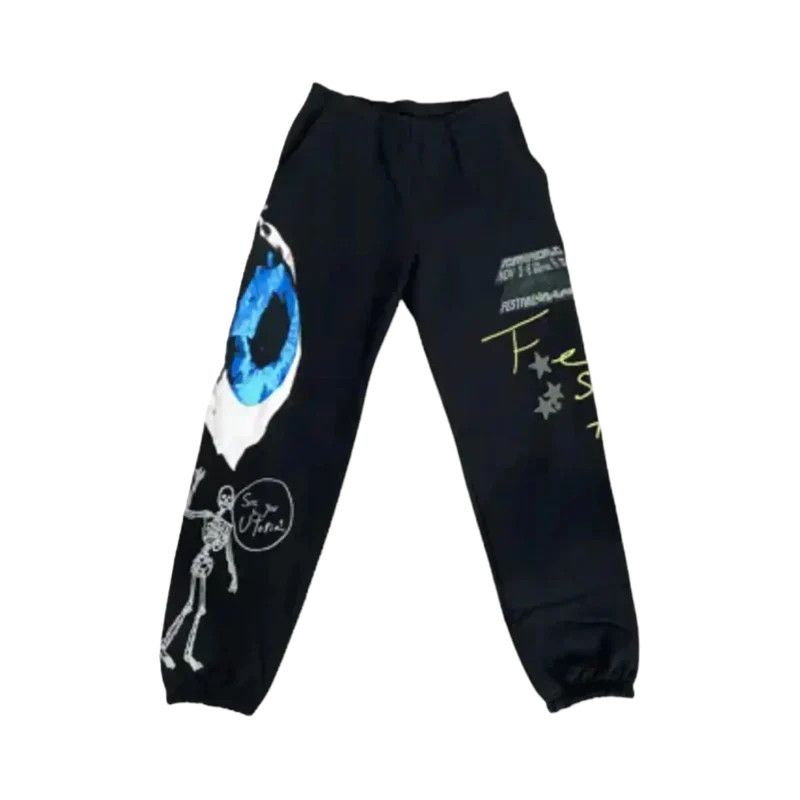 image of Travis Scott Official Astrofest 2021 Sweatpants in Black, Men's (Size 36)