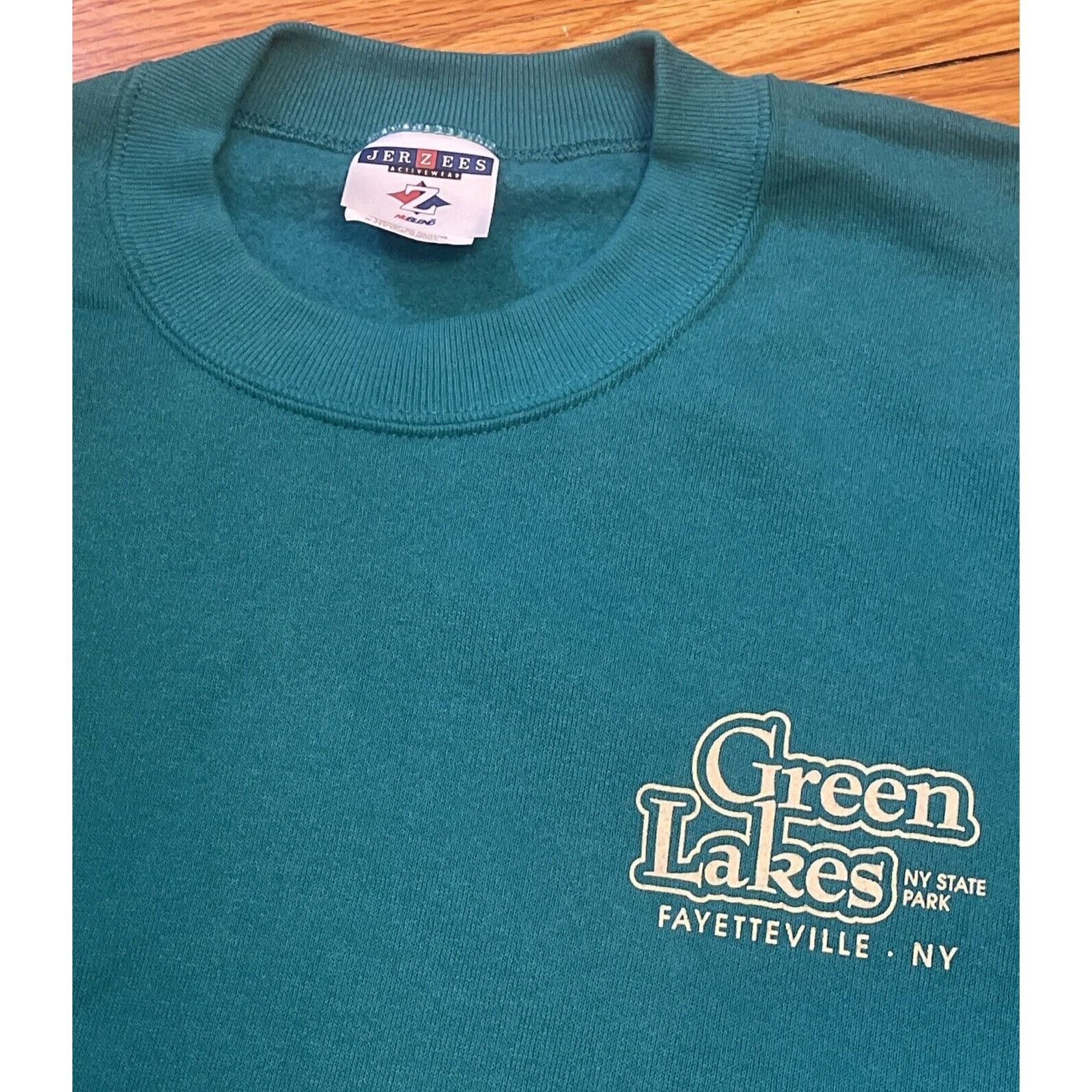 Jerzees Vintage 90s Large Green Lake State Park New York Crewneck Sw Size US L / EU 52-54 / 3 - 3 Thumbnail