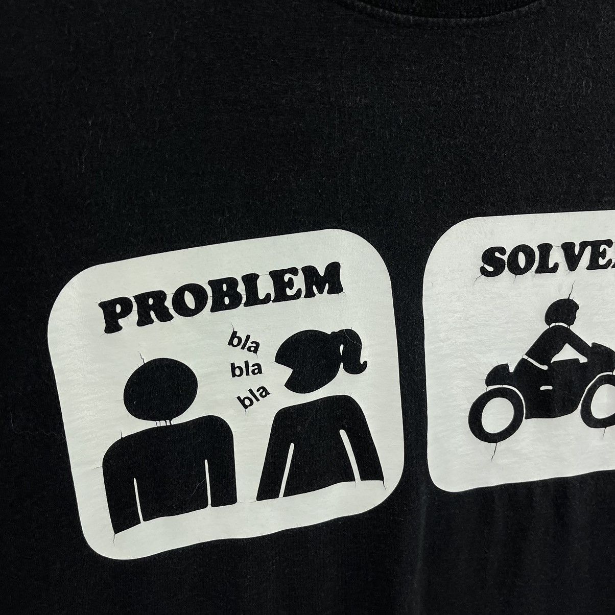 Fruit Of The Loom Crazy Humor Tee Big Logo “Problem Bla Bla Bla - Solved” Sz L Size US L / EU 52-54 / 3 - 3 Thumbnail