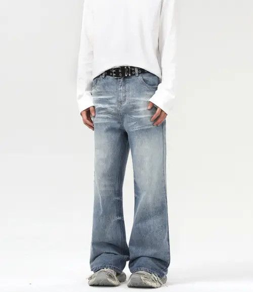 Japanese Brand × Jean American style ice blue washed men's straight baggy jeans Size US 32 / EU 48 - 2 Thumbnail