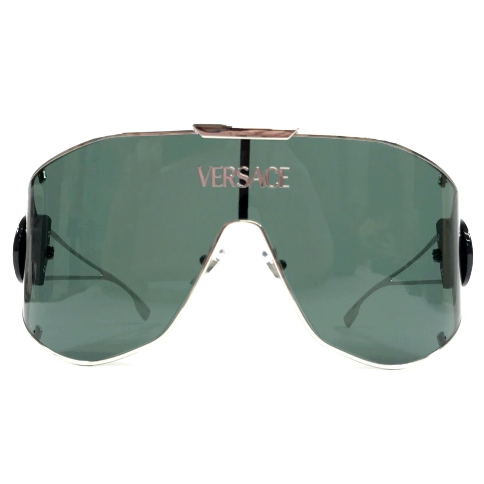 Versace VE2230-B Pale Gold Rimless Shield Studded newest Sunglasses