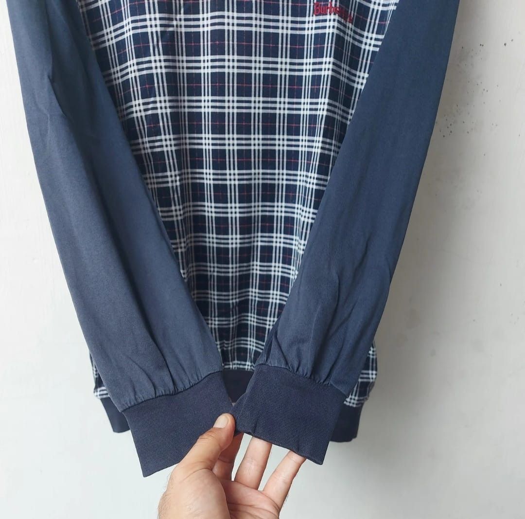 Burberry × Burberry Prorsum × Vintage Vtg Burberrys Novacheck Navy Half Button Sweatshirt Size US M / EU 48-50 / 2 - 8 Thumbnail