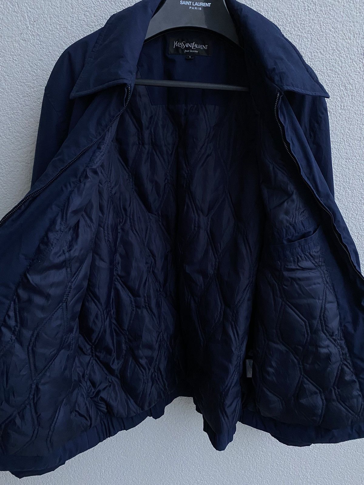 Yves Saint Laurent Warm YSL Jacket Navy Quilted Bomber Size US L / EU 52-54 / 3 - 11 Thumbnail