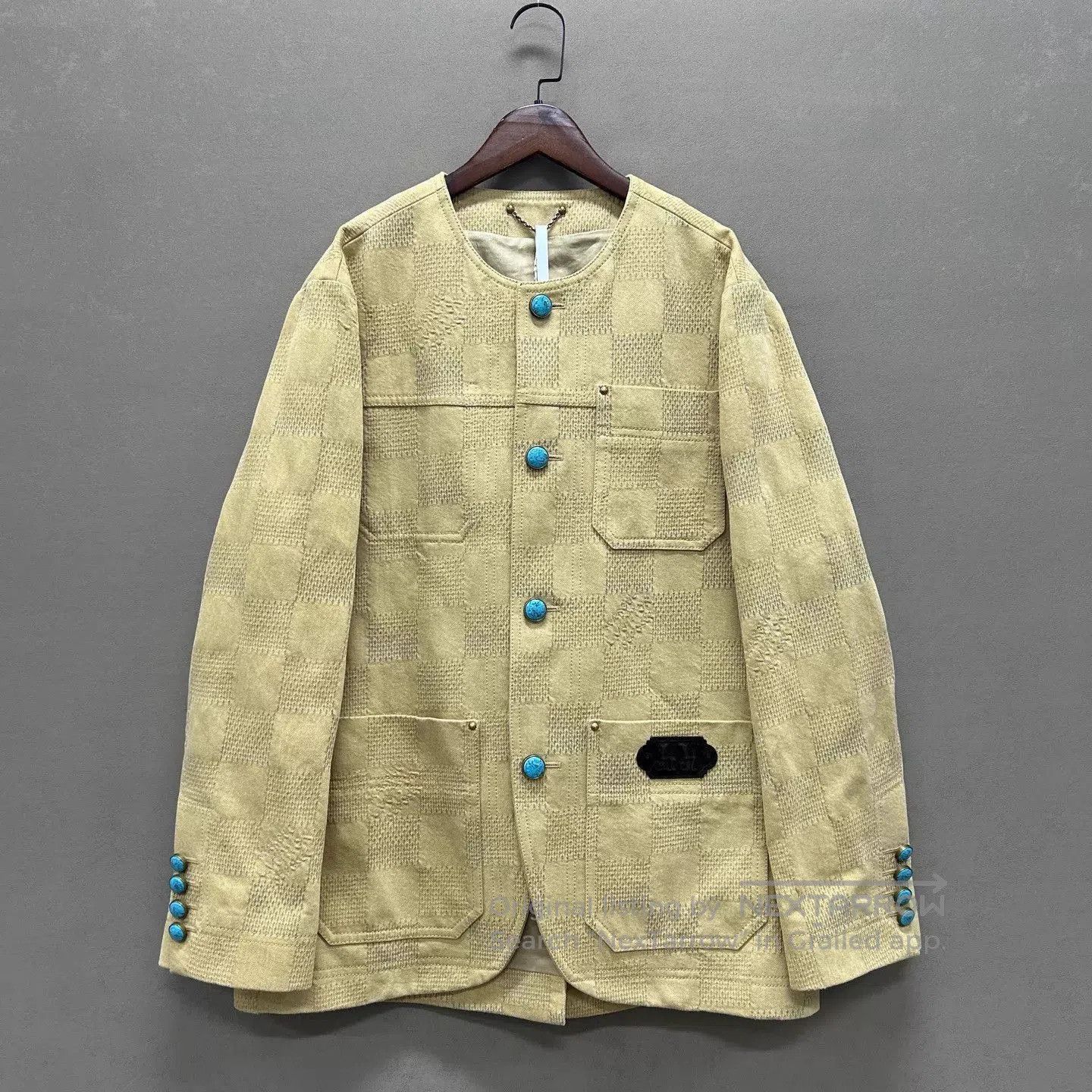 Louis Vuitton Checkered Pattern Button-Front Jacket with Blue Accents. Size US M / EU 48-50 / 2 - 1 Thumbnail