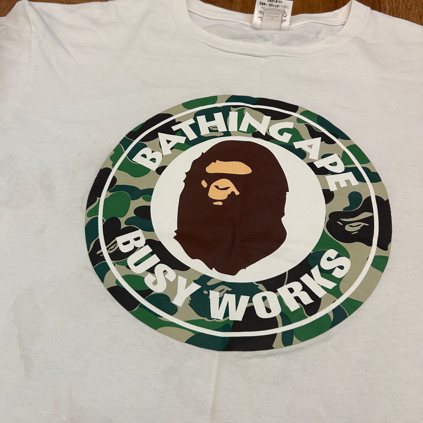 Bape Bape Busy Work Camo Logo Shirt White Size US XL / EU 56 / 4 - 2 Thumbnail