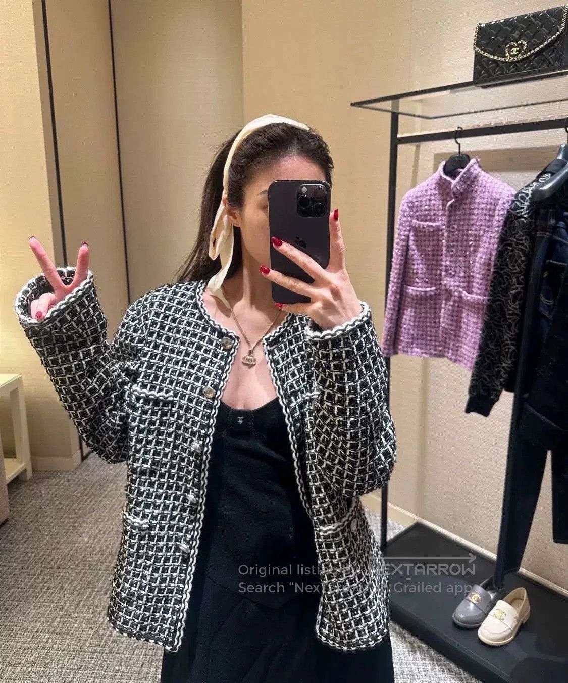 Chanel Chanel Black and White Houndstooth Jacket. Size US M / EU 48-50 / 2 - 1 Thumbnail