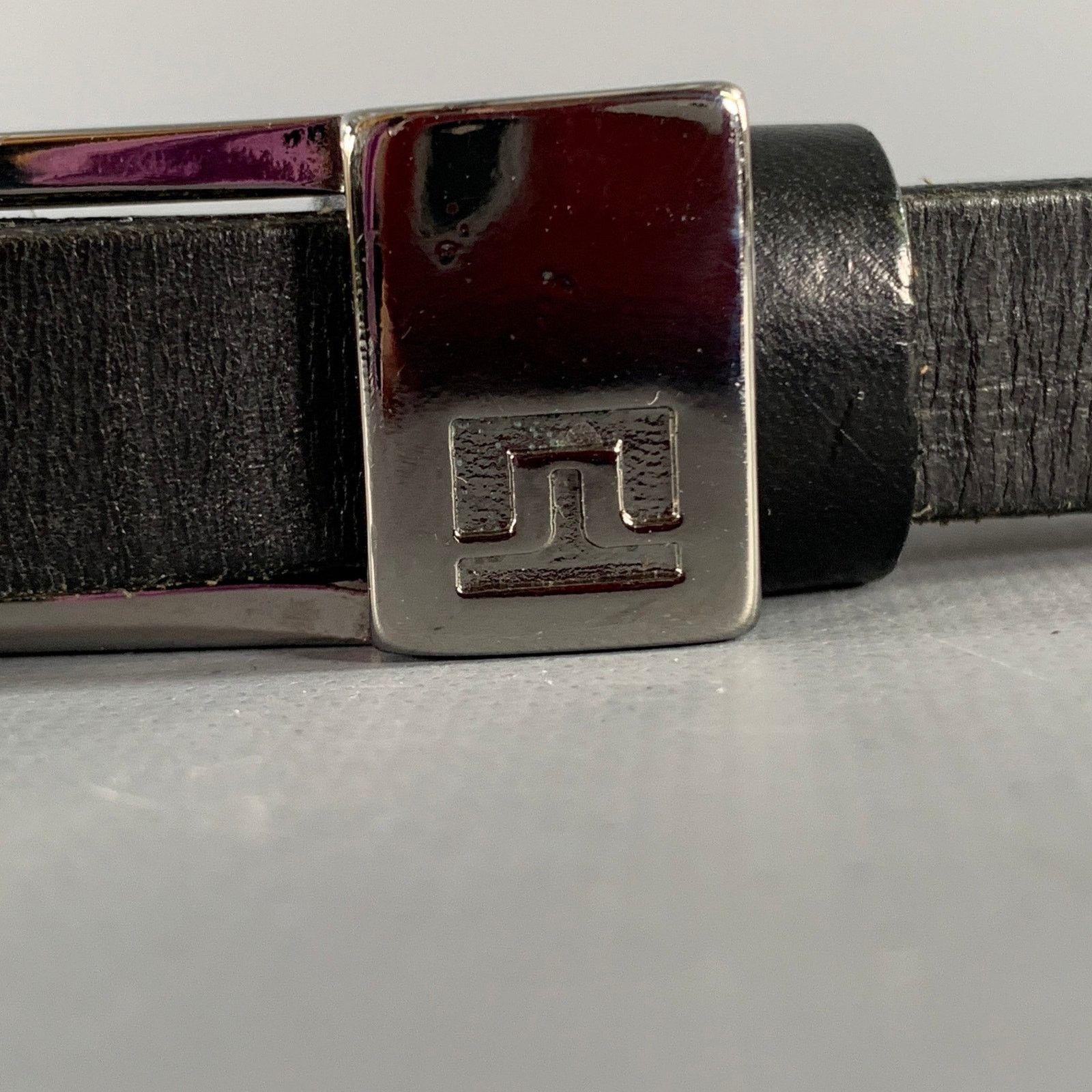 J.Lindeberg J.LINDEBERG Size 30 Black Silver Logo Leather Leather Belt Size 30 - 2 Thumbnail