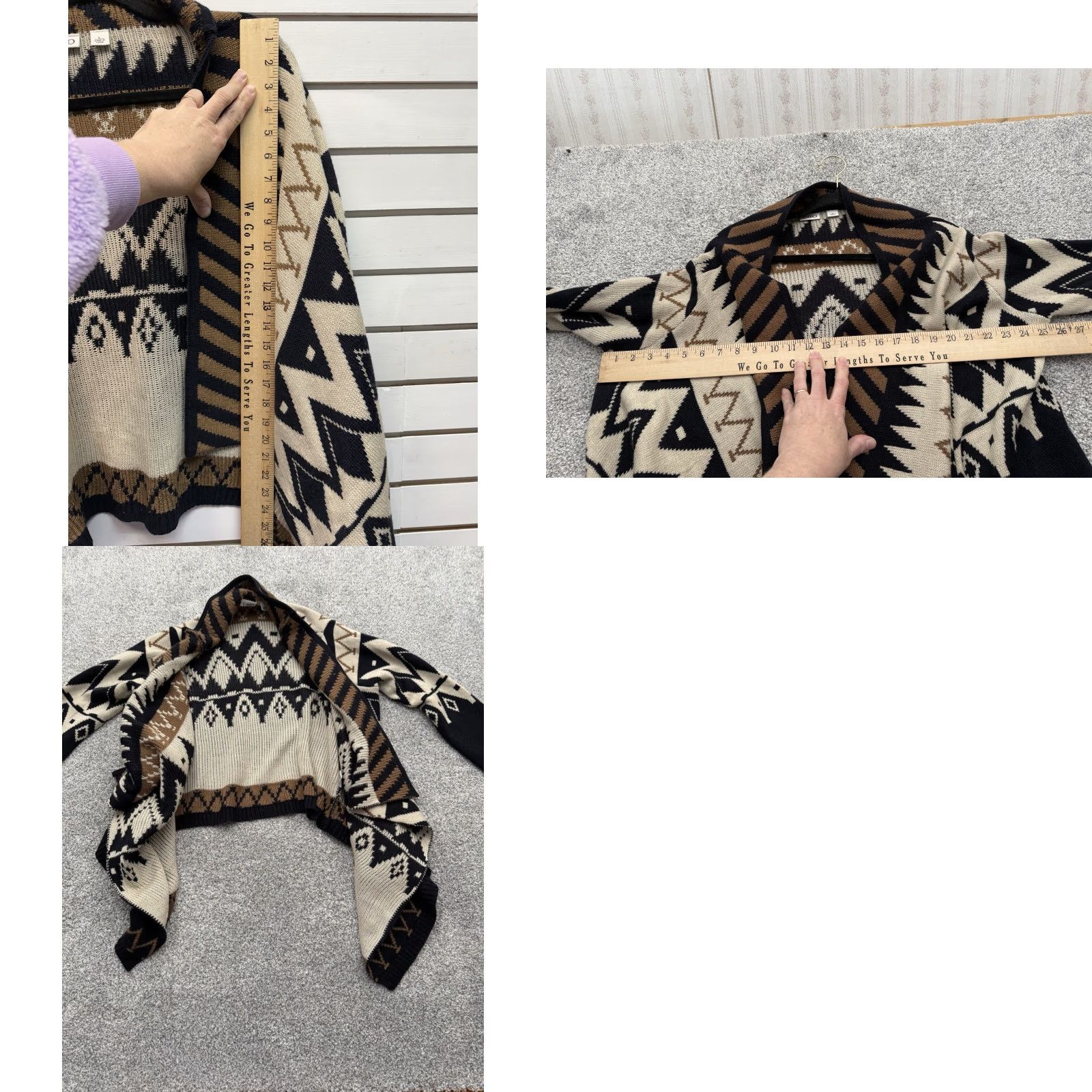 Vintage Aztec Waterfall Drape Cardigan Sweater Medium Tribal Southwestern Boho Lagenlook Size M / US 6-8 / IT 42-44 - 8 Thumbnail