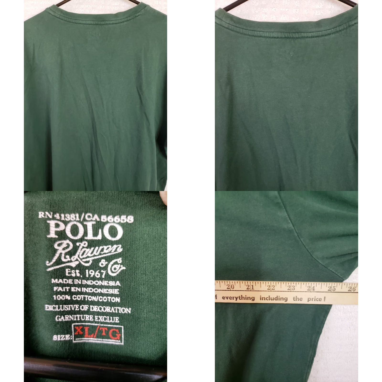 Polo Ralph Lauren Polo Ralph Lauren T Shirt Mens XL Green Short Sleeve Polo Pocket Embroidered Logo Classic Fit Crew Neck Size US XL / EU 56 / 4 - 8 Thumbnail
