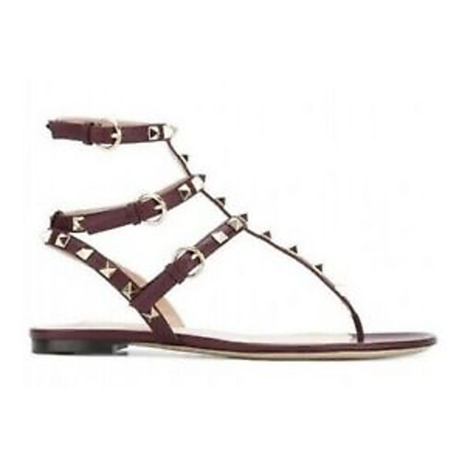 Valentino Valentino Rockstud Red Burgundy Leather Triple Gladiator Size US 5 / IT 35 - 1 Thumbnail