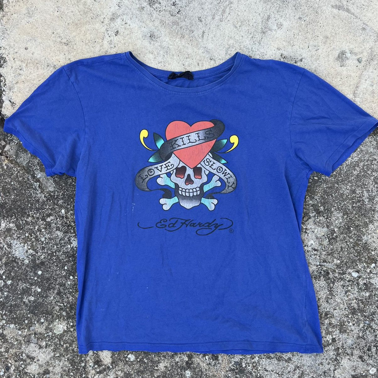 Christian Audigier × Ed Hardy Ed Hardy Christian Audigier Big Logo Blue T Shirt Size US M / EU 48-50 / 2 - 1 Thumbnail
