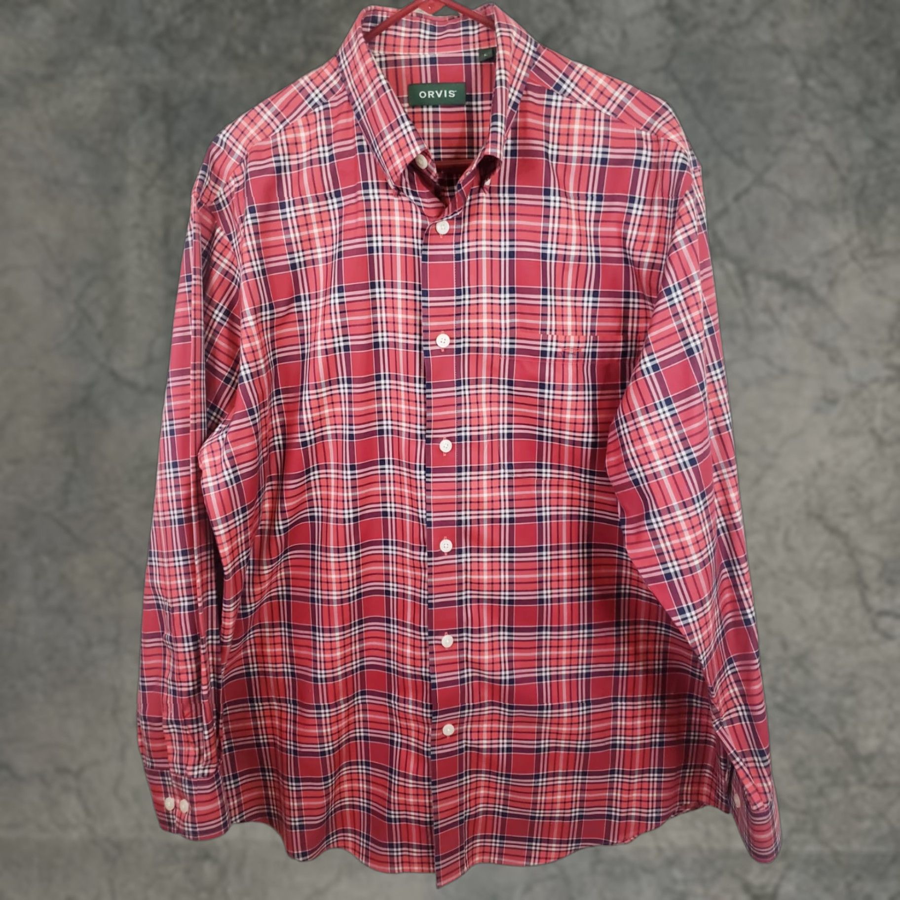 Orvis Orvis Shirt L Red Plaid Long Sleeve Button-Down 100% Cotton Button-Front Pocket Men Regular Size L Mens Size US L / EU 52-54 / 3 - 1 Thumbnail