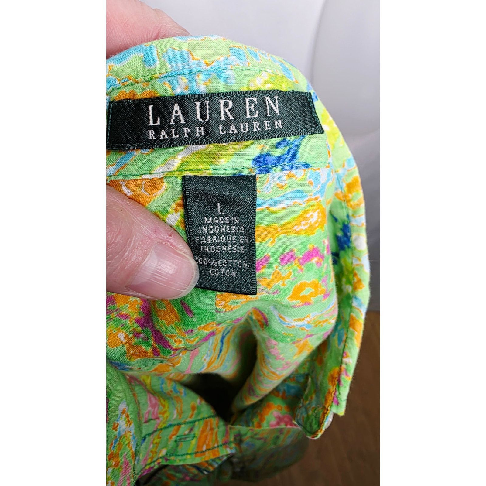 Ralph Lauren Lauren Ralph Lauren Green Paisley Blouse Button Front Boho Size L / US 10 / IT 46 - 5 Thumbnail