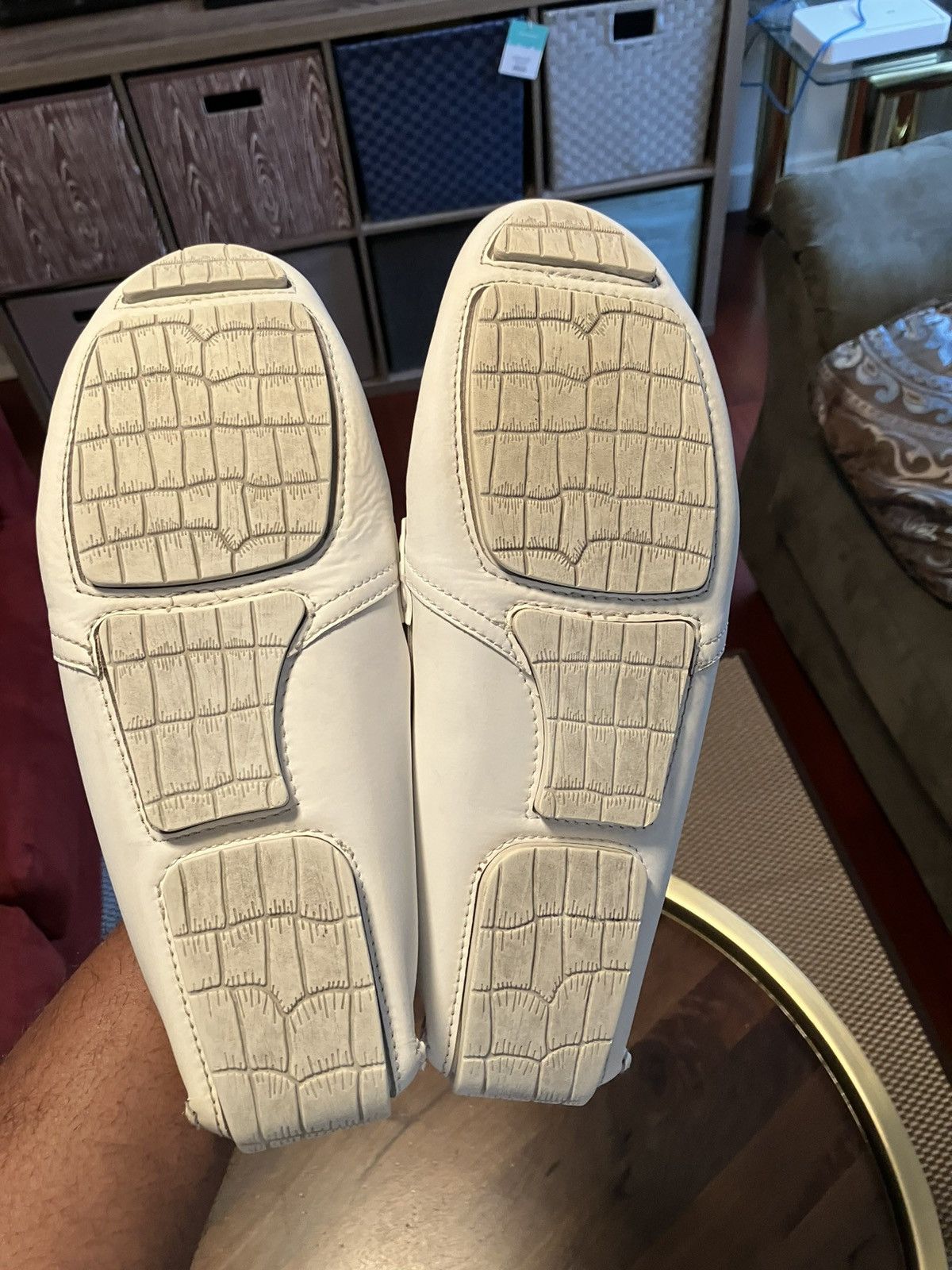 Jimmy Choo JIMMY CHOO Mens White Leather Tassel Driving Loafers Sz 44 Size US 12 / EU 45 - 7 Thumbnail