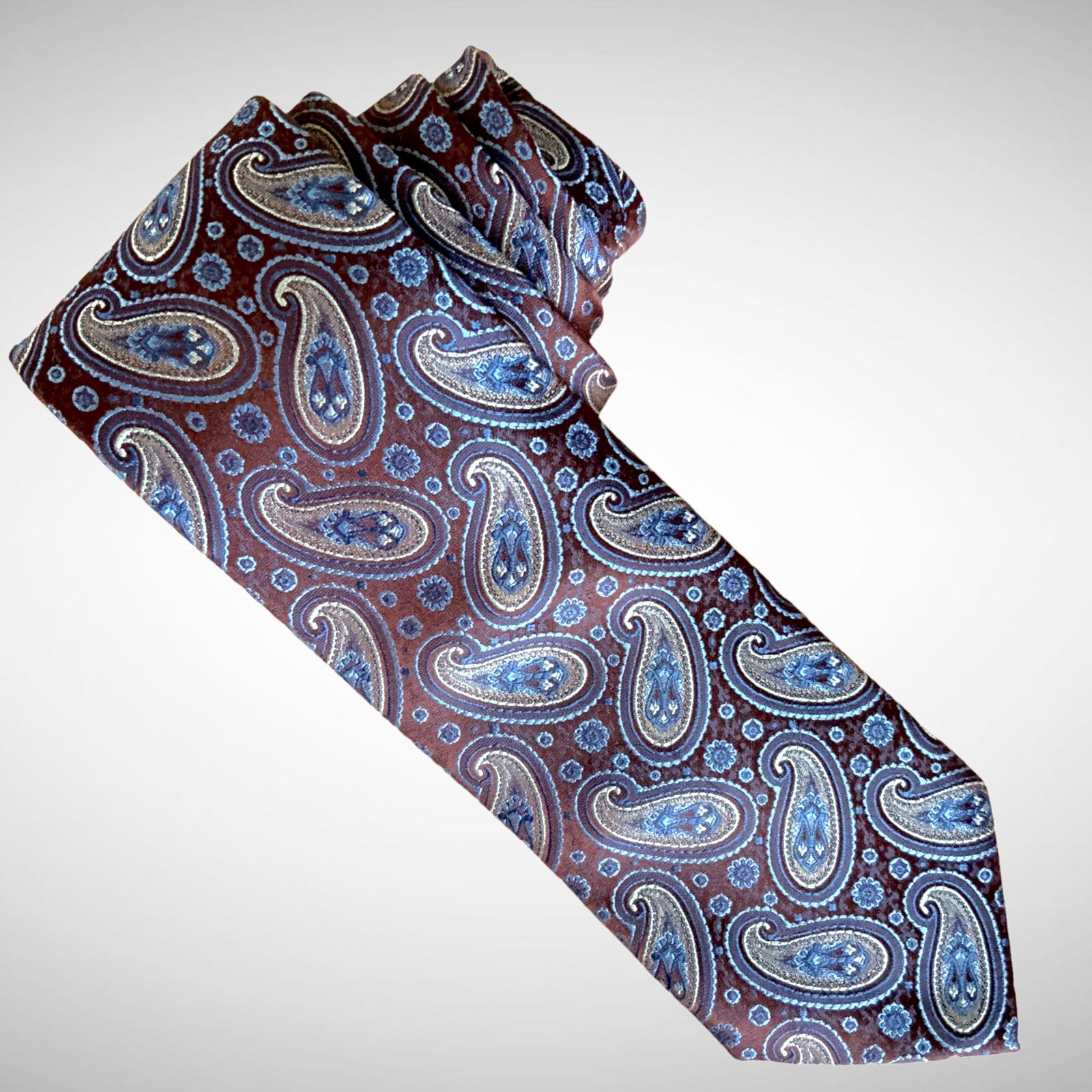 Burma Bibas BURMA-BIBAS 100% Silk Paisley Print Neck Designer Tie Size ONE SIZE - 3 Thumbnail