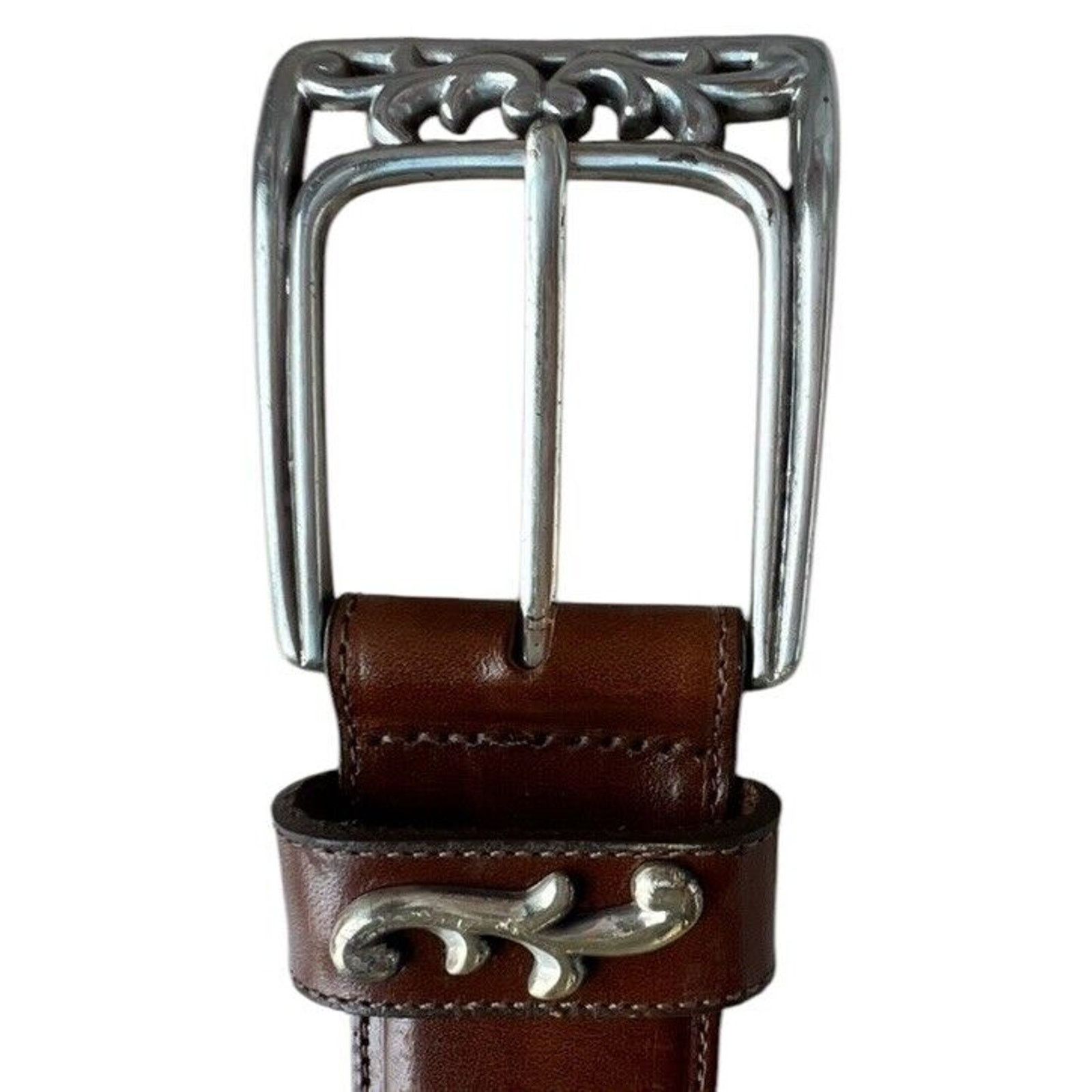 Brighton Brighton Art Nouveau Belt brown Leather Silver Swirl Sz S Size ONE SIZE - 2 Thumbnail