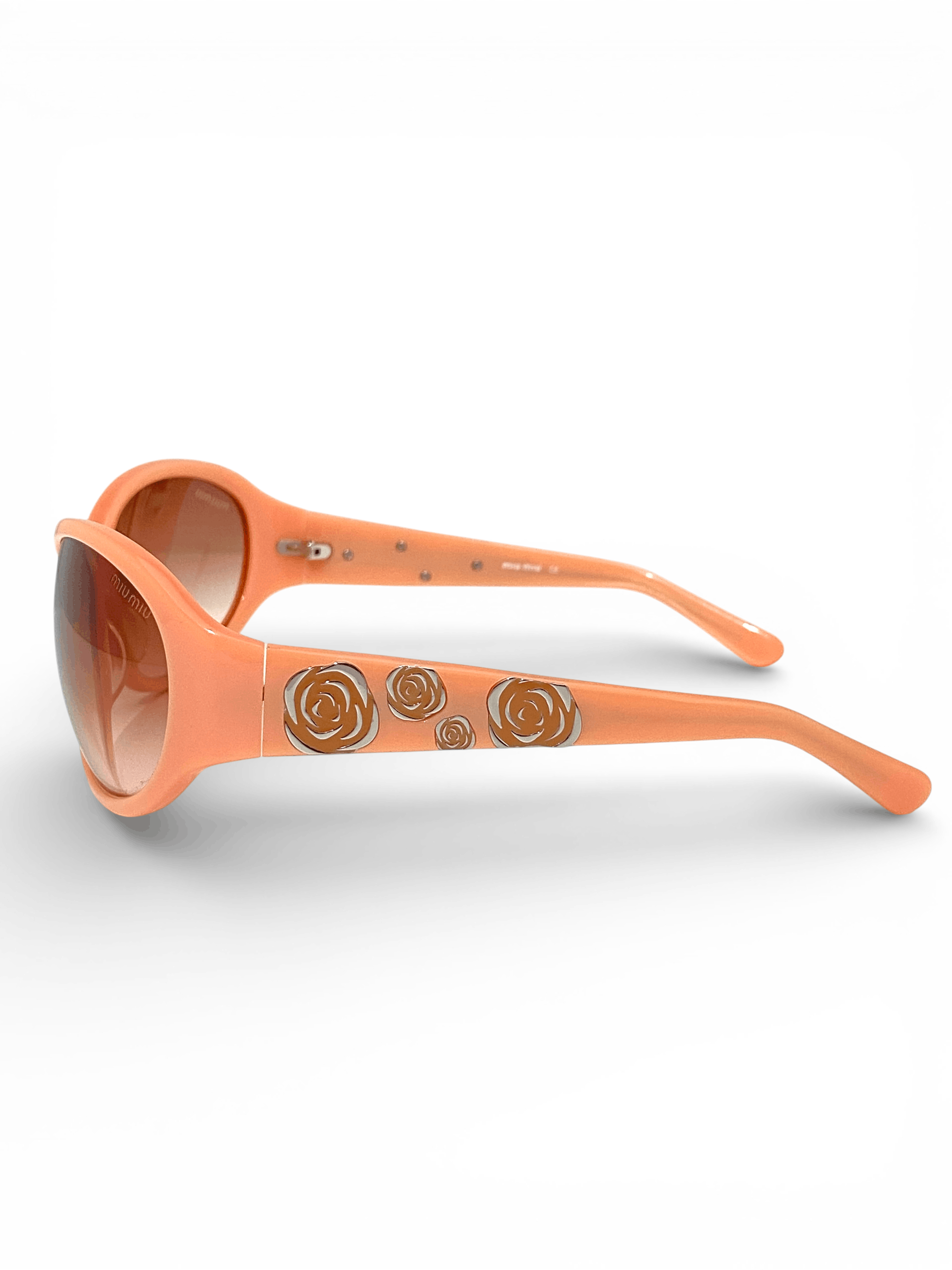 Miu Miu Miu Miu Flower Floral Logo Peach Retro Oval Sunglasses Y2K Size ONE SIZE - 9 Thumbnail