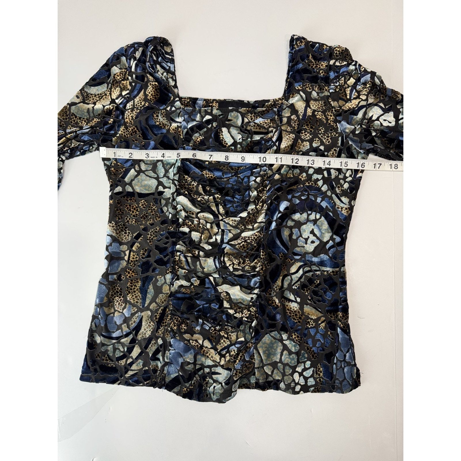 Other Vintage Velvet Burnout Libra Top Blue Y2K Goth Witchy Med Size M / US 6-8 / IT 42-44 - 3 Thumbnail
