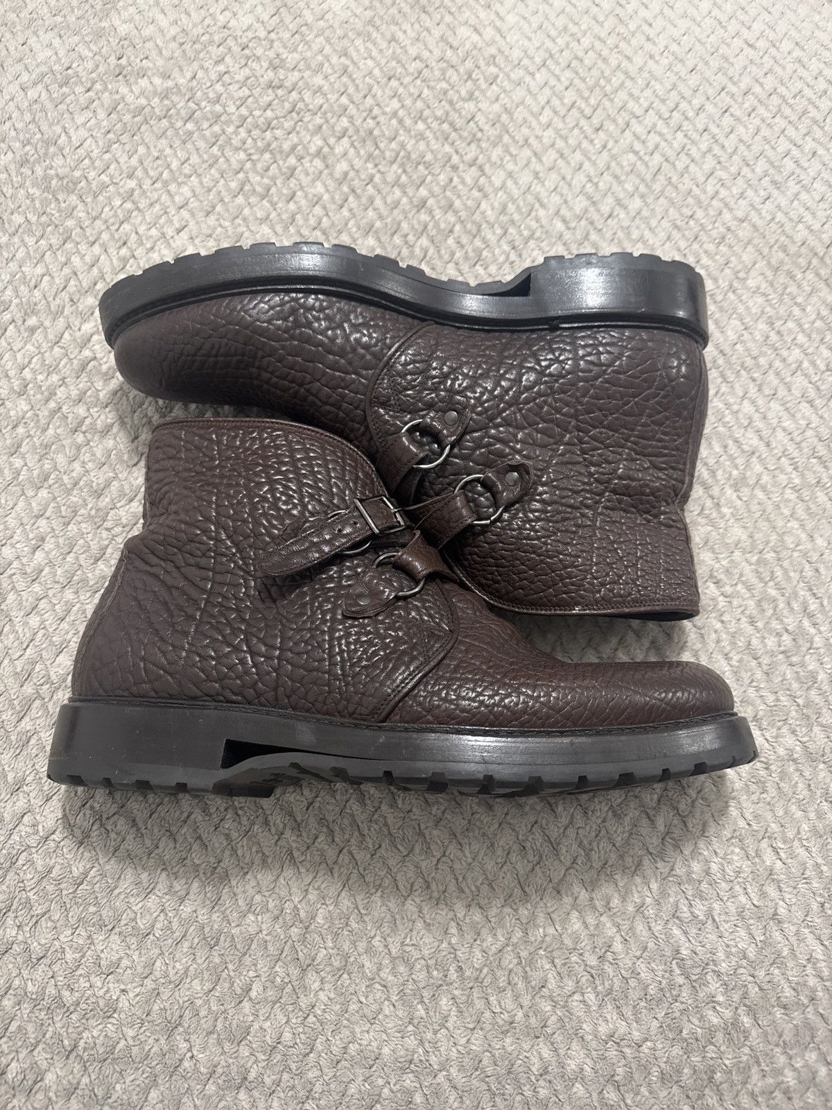 Emporio Armani 2000’s emporio armani grained leather straps boots Size US 9 / EU 42 - 1 Thumbnail