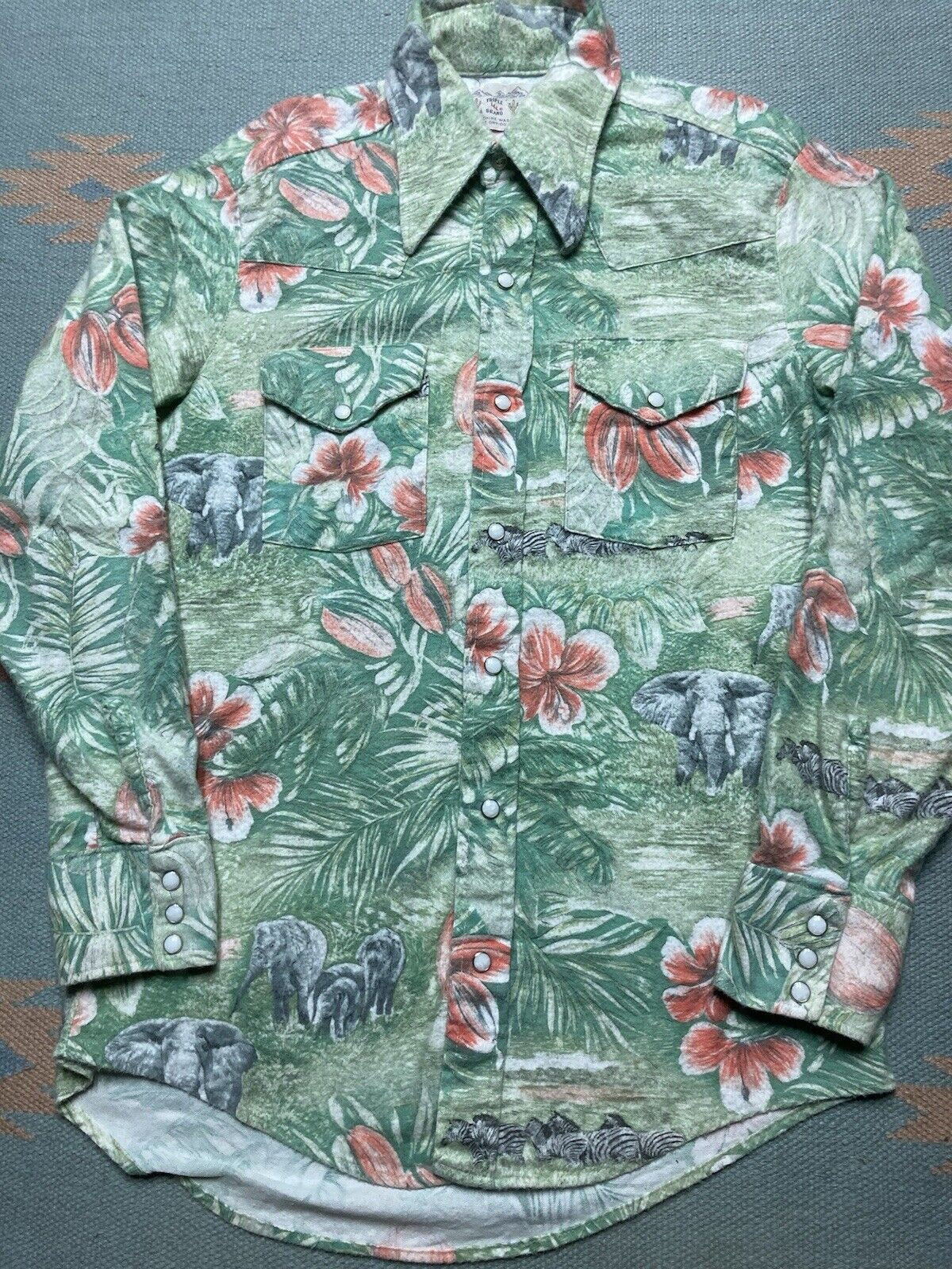 Vintage 70s Pearl snap western shirt brushed cotton animal zebra M Size US M / EU 48-50 / 2 - 2 Thumbnail