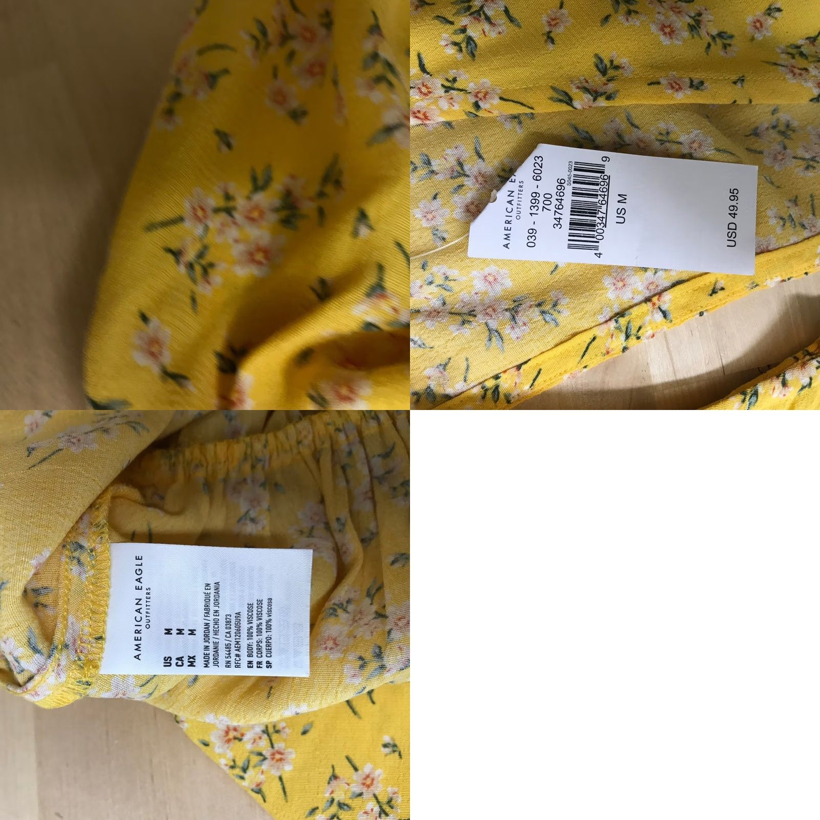Vintage VINTAGE? No. American Eagle yellow floral puff sleeve wrap romper playsuit Size 32" / US 10 / IT 46 - 8 Thumbnail