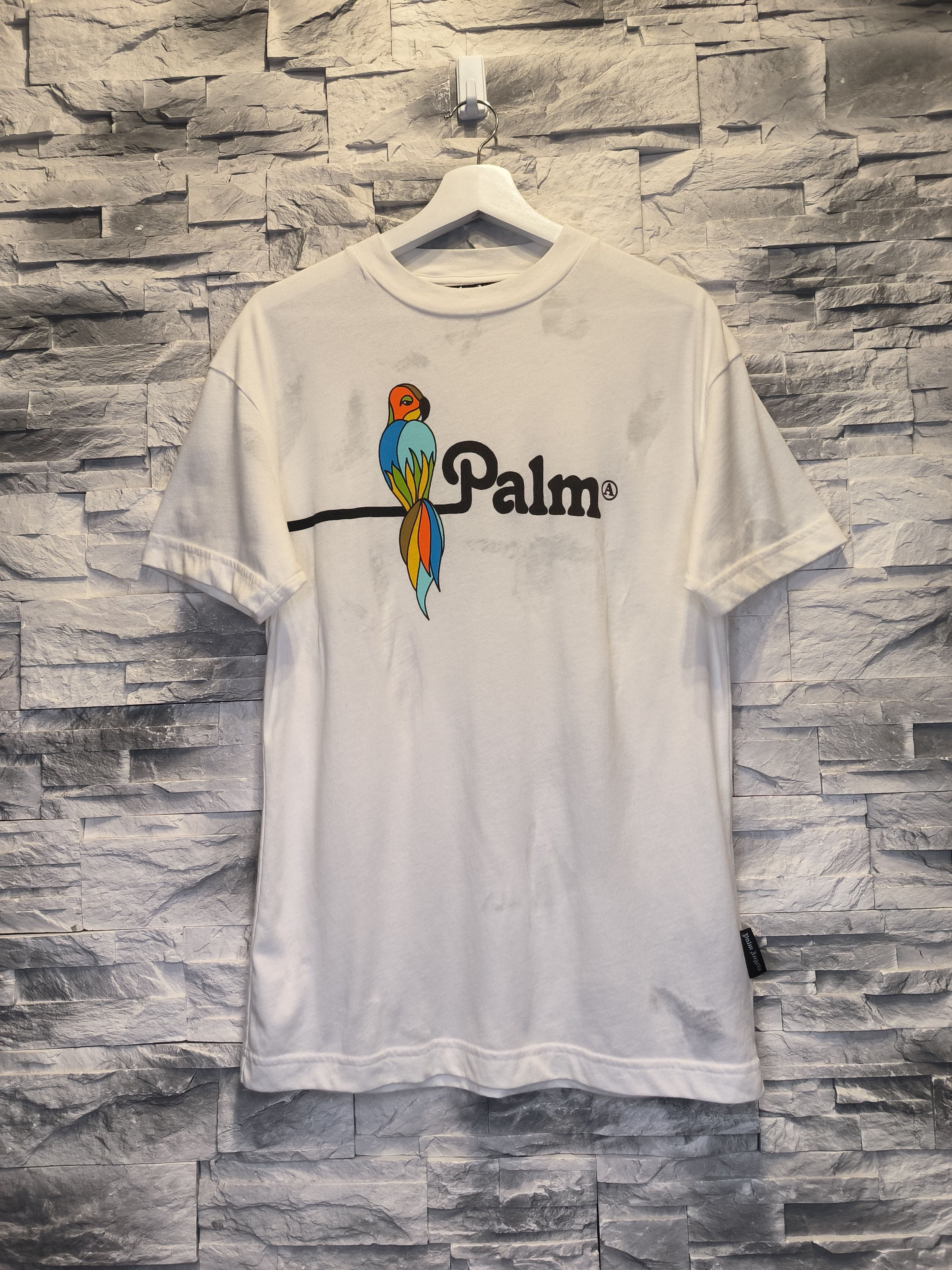 Palm Angels Palm Angels T-Shirt Parrot Big Logo Tee White Distressed Size US S / EU 44-46 / 1 - 1 Thumbnail