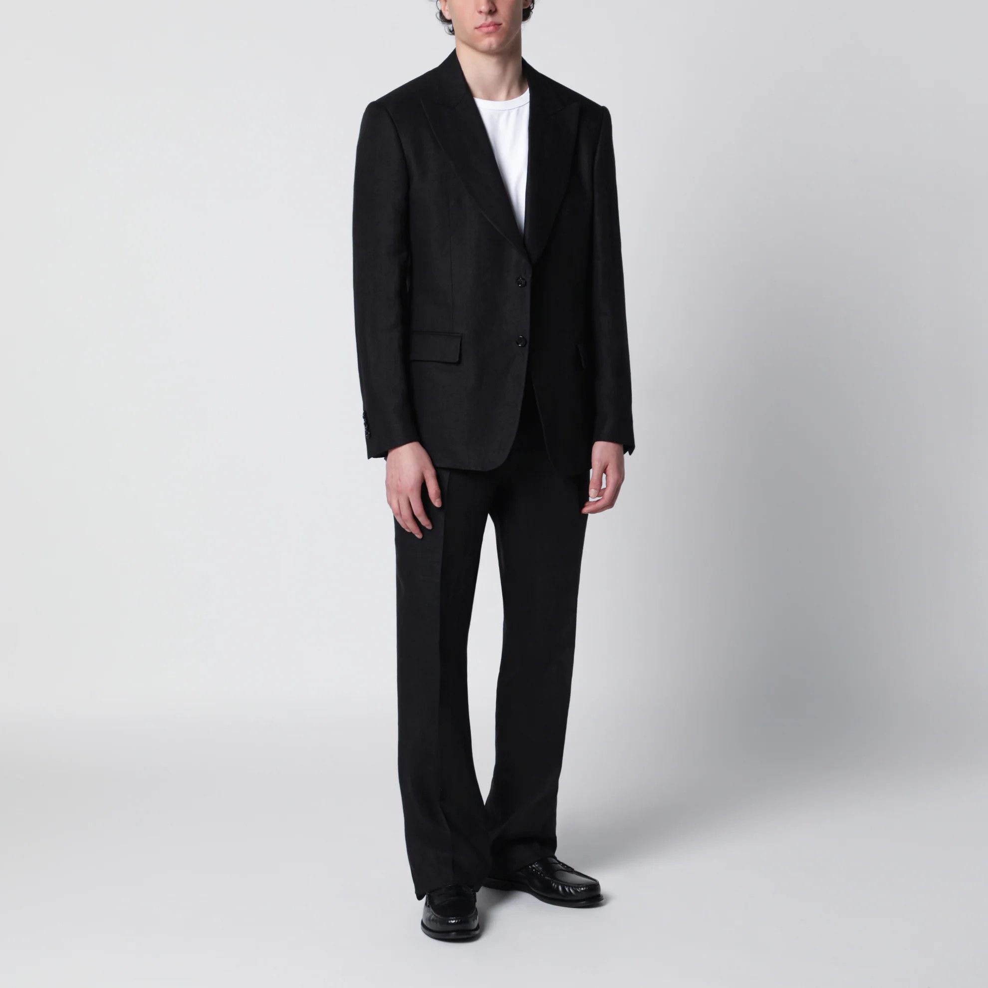 Lardini o1d2blof0526 Single-breasted Linen Jacket in Black Size US L / EU 52-54 / 3 - 2 Thumbnail