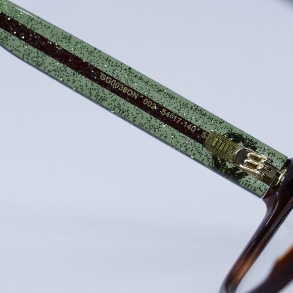 Gucci 🕶️ New Gucci GG0038ON 002 Eyeglasses - Havana/Green Frame Size ONE SIZE - 6 Thumbnail