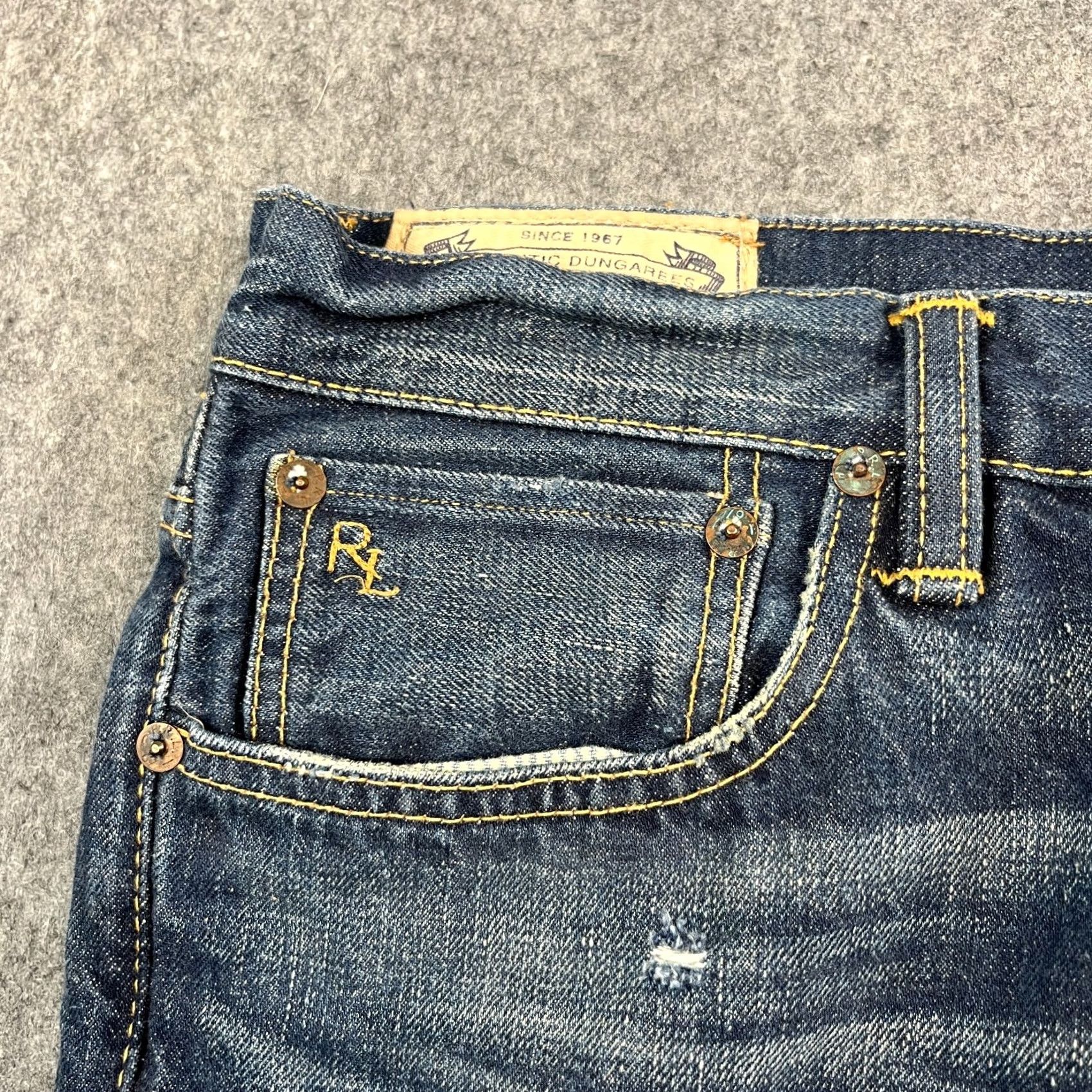 Polo Ralph Lauren Polo Ralph Lauren Jeans Tapered 34 30 Dark Wash Blue Whiskering Honeycomb Men Jeans Size US S / EU 44-46 / 1 - 7 Thumbnail