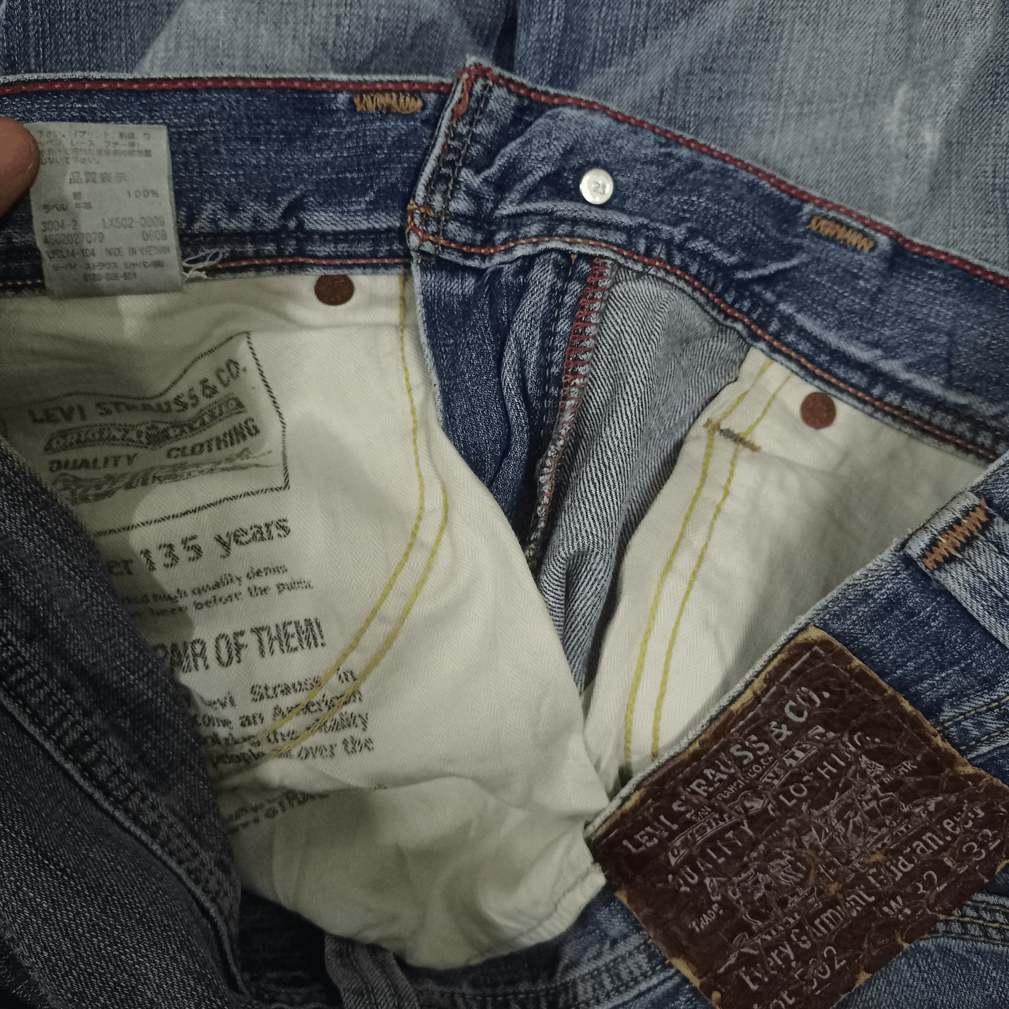 Levi's Vintage 90s Levis 502 Blue Wash Studded Baggy Jeans 32x30 Size US 32 / EU 48 - 8 Thumbnail