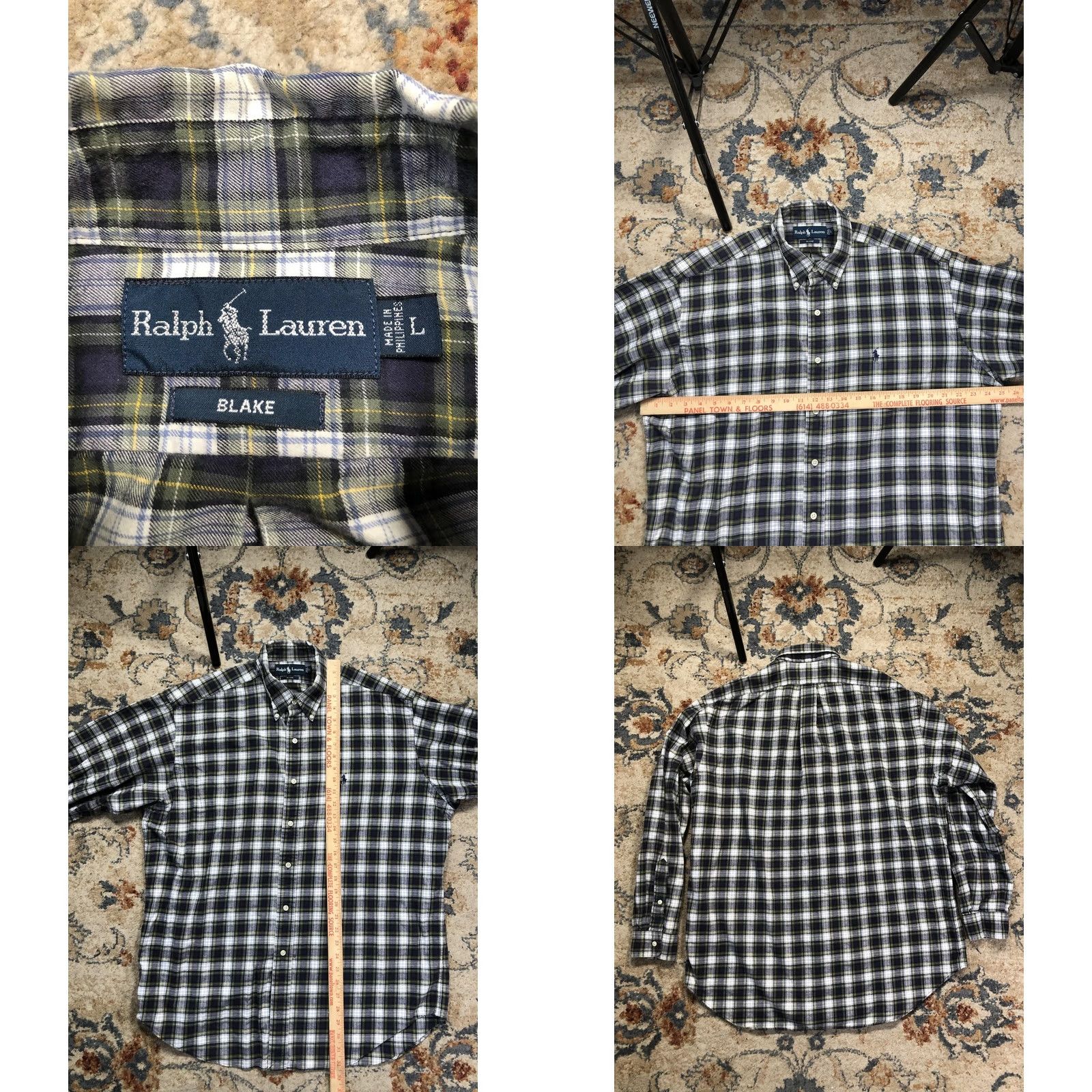 Ralph Lauren Ralph Lauren Blake Shirt Mens Large Blue Plaid Flannel Button-Down Pony Logo Blocked Collar Button Up Classic Fit Size US L / EU 52-54 / 3 - 8 Thumbnail