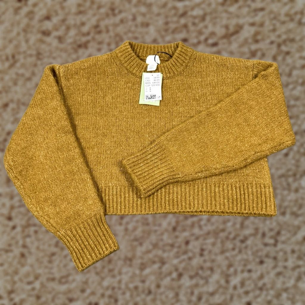 H&M H&M Cropped Crew Long Sleeve Sweater Womens Size M Yellow Size M / US 6-8 / IT 42-44 - 1 Thumbnail