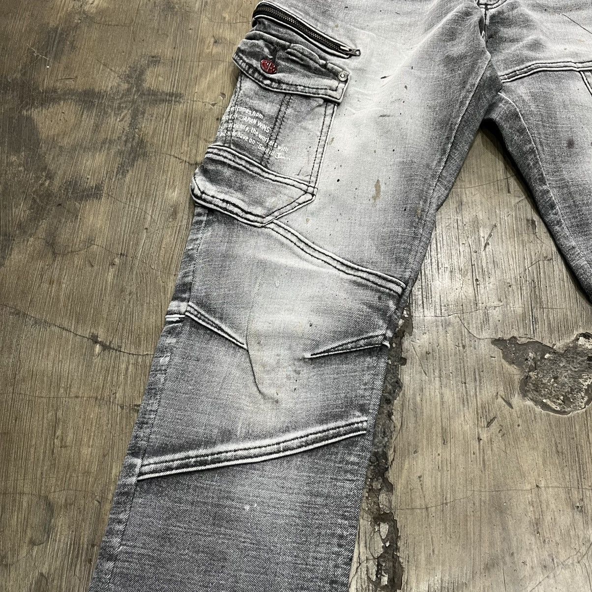 Hysteric Glamour JAPAN WINS Grey Biker Cargo Jeans Size US 31 - 8 Thumbnail