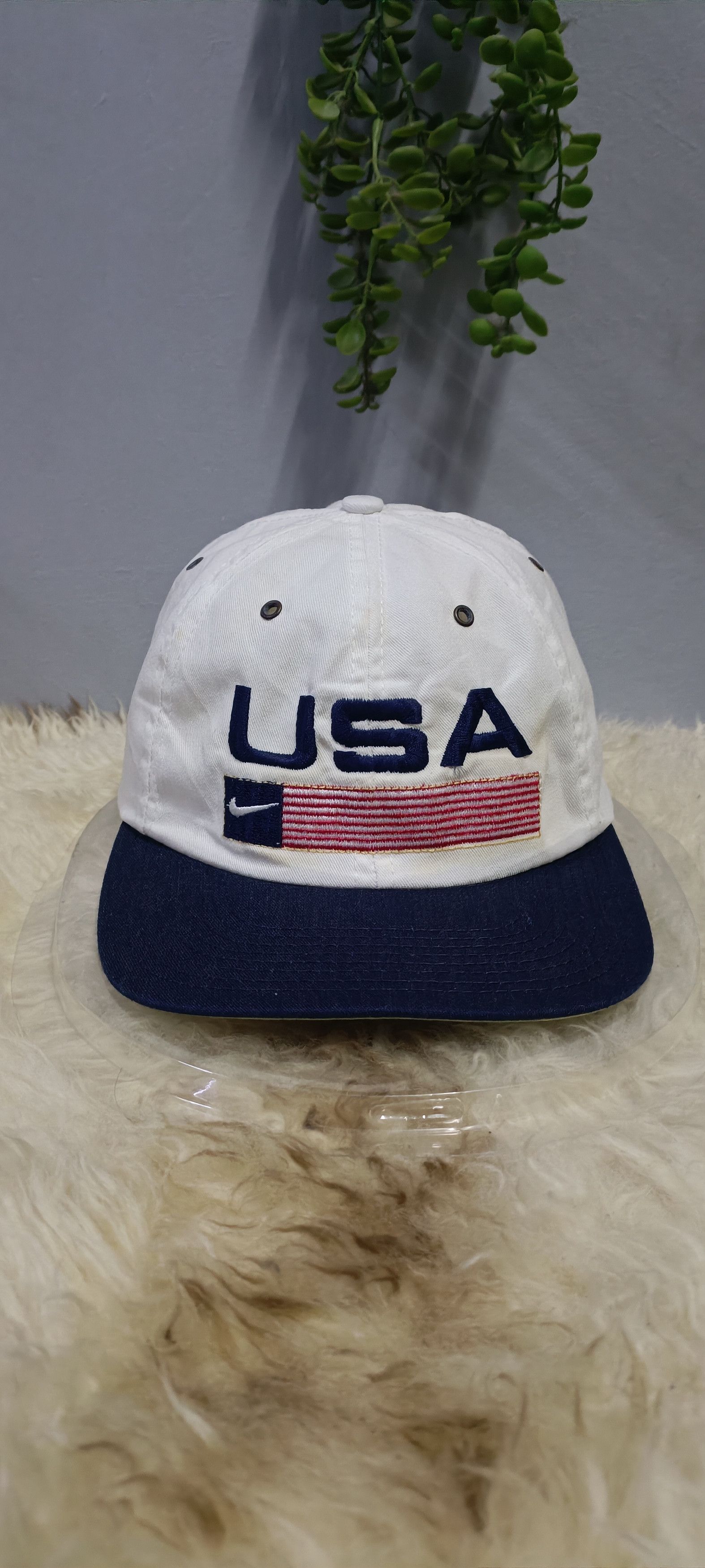 Nike × Vintage 90s Nike Vintage Cap USA Flag Size ONE SIZE - 1 Thumbnail