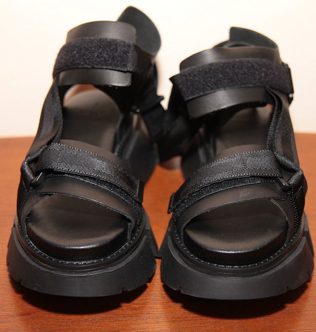 Julius NEW 787FWM2 Black Leather Polygon Platform Sandals