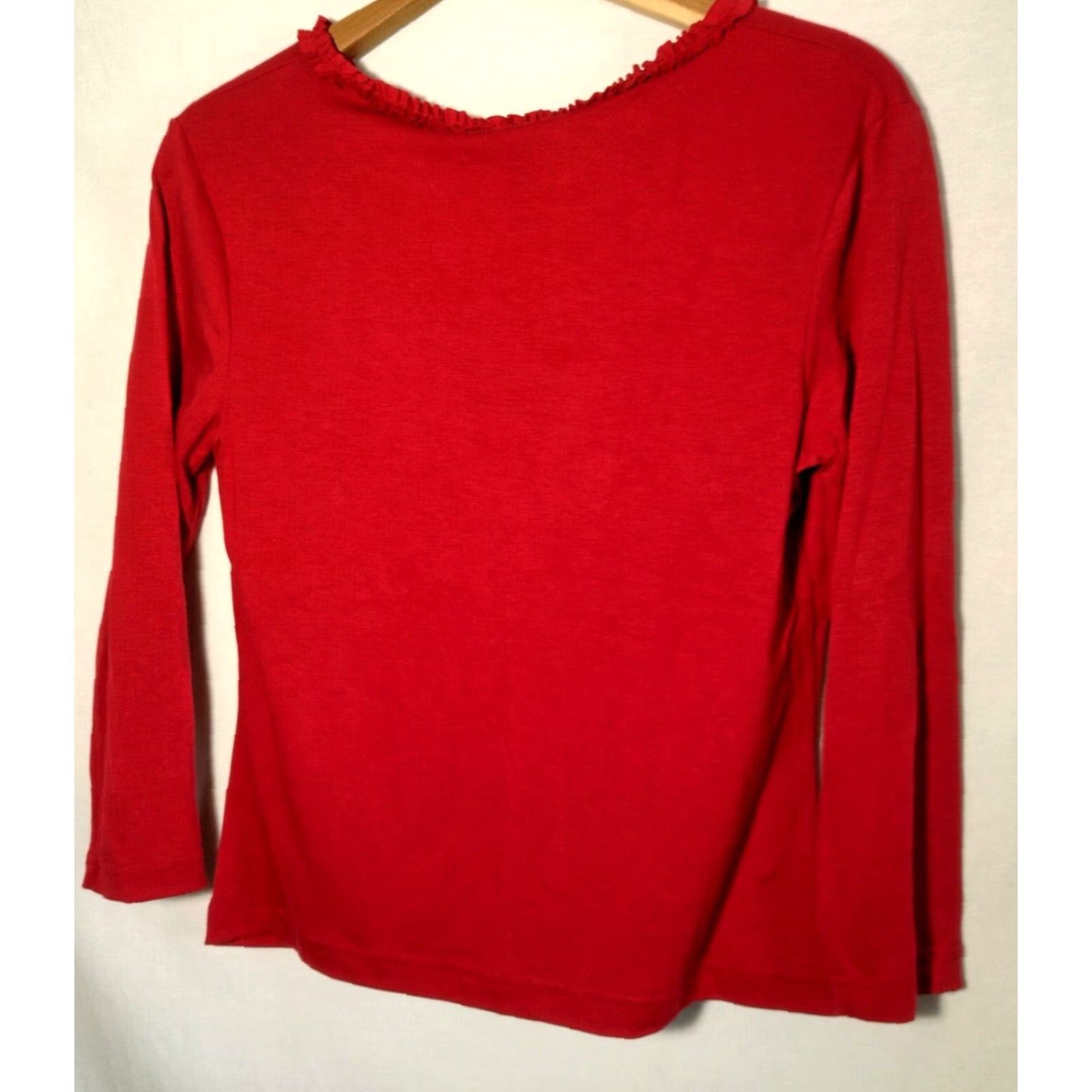 Vintage VINTAGE No Boundaries Shirt Women L Red V-Neck Knit Long Sleeve Ruffle NOS Y2K Vintage Shirts Womens L Red Size L / US 10 / IT 46 - 2 Thumbnail