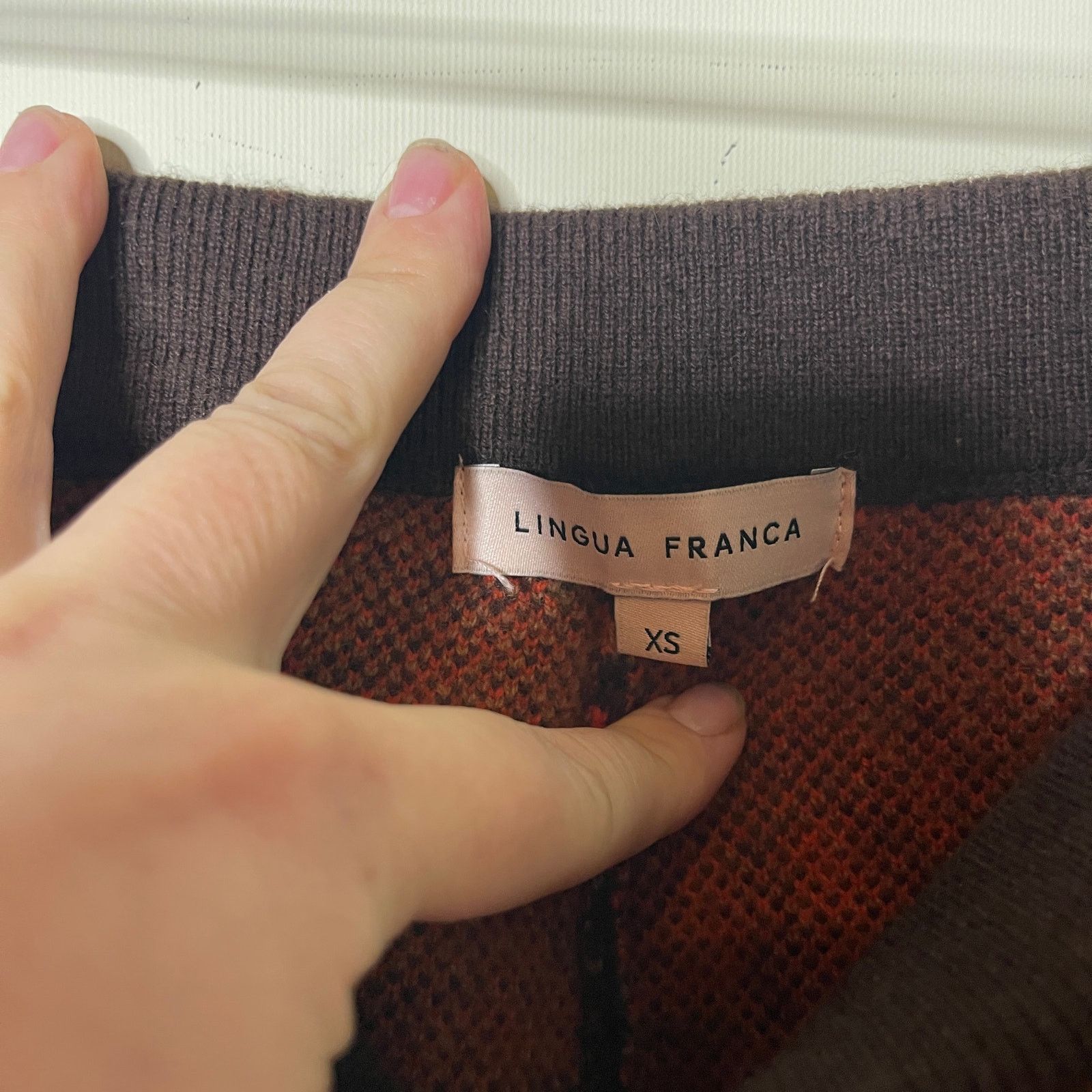 Other Lingua Franca Brown Wool Cashmere Knit Jacquard Pants XS Size 24" / US 00 / IT 34 - 3 Thumbnail