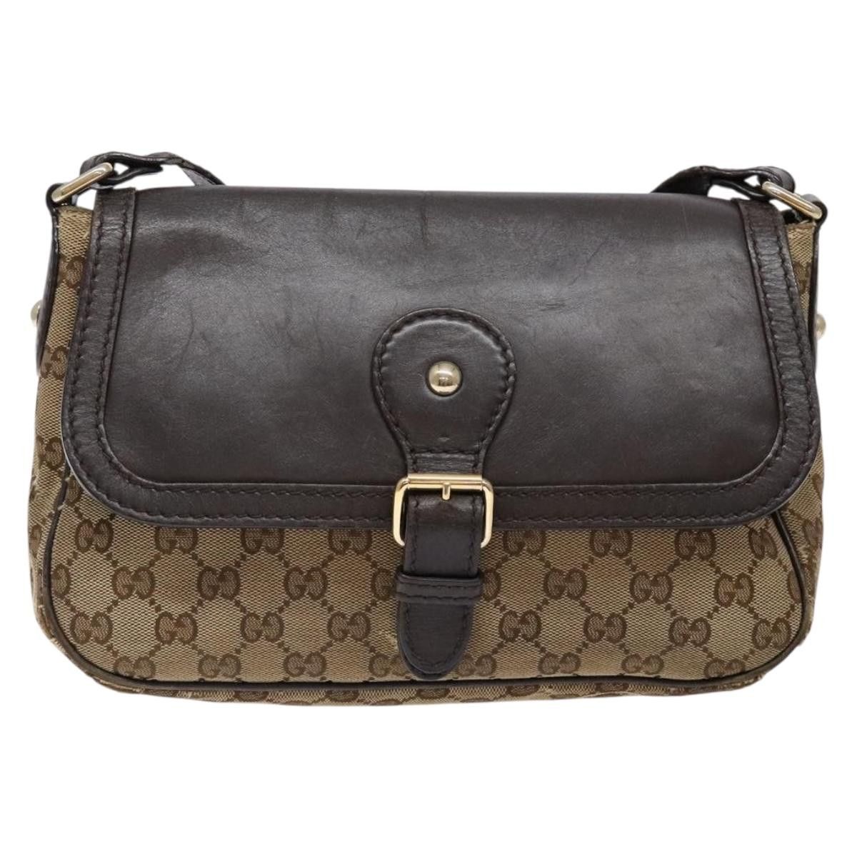 Gucci GUCCI GG Canvas Shoulder Bag Beige Silver Brown Size ONE SIZE - 2 Thumbnail
