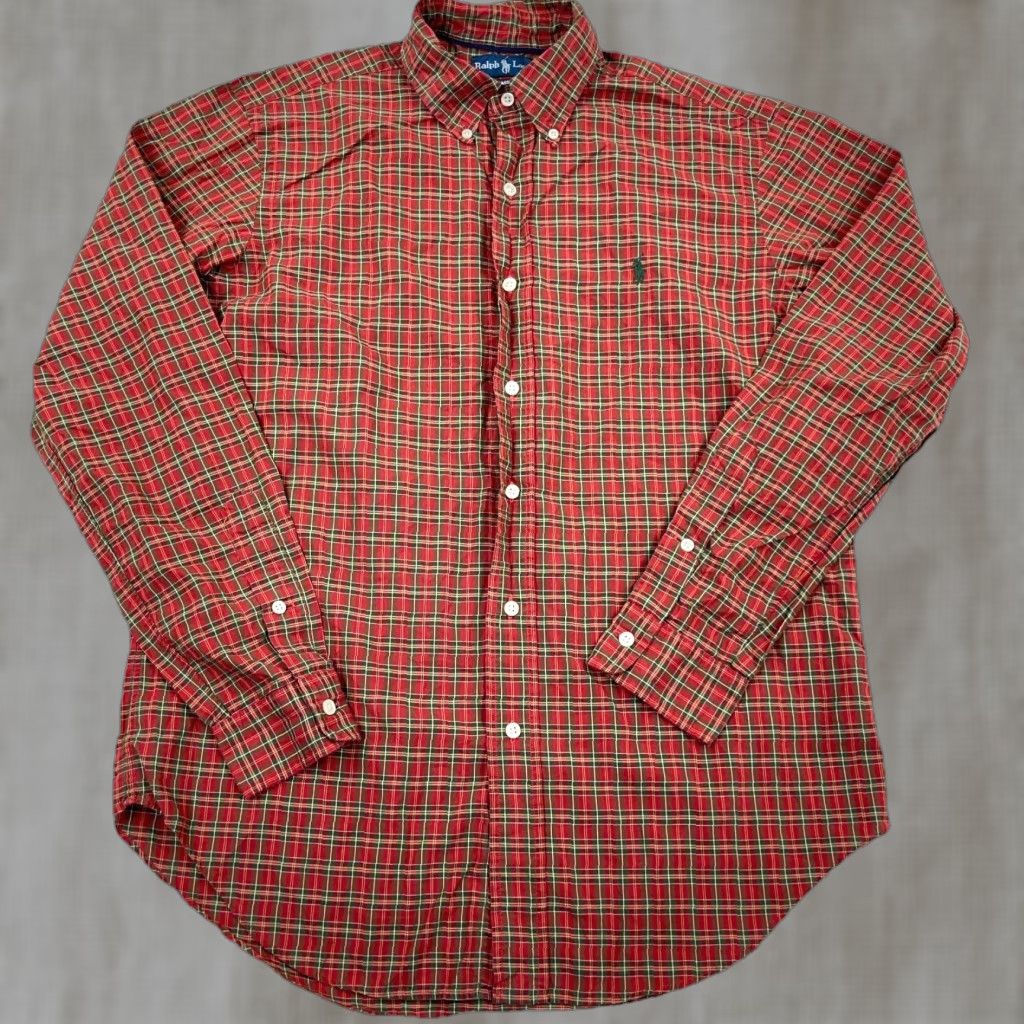 Ralph Lauren Ralph Lauren Shirt Men Medium Red Green Plaid Button Up Classic Fit Tartan Dress Size 40R - 1 Thumbnail