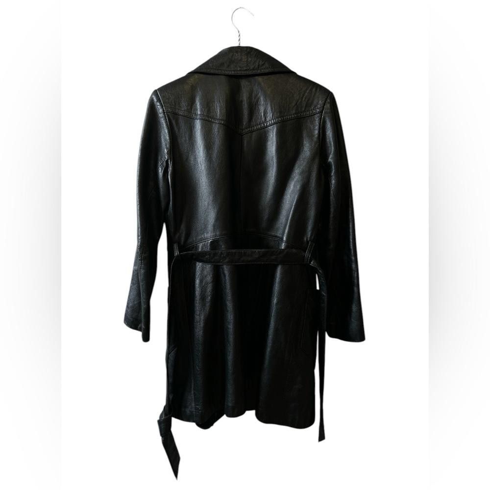 Victorinox Stylish Black Leather Trench Coat by Victoria Size S / US 4 / IT 40 - 4 Thumbnail