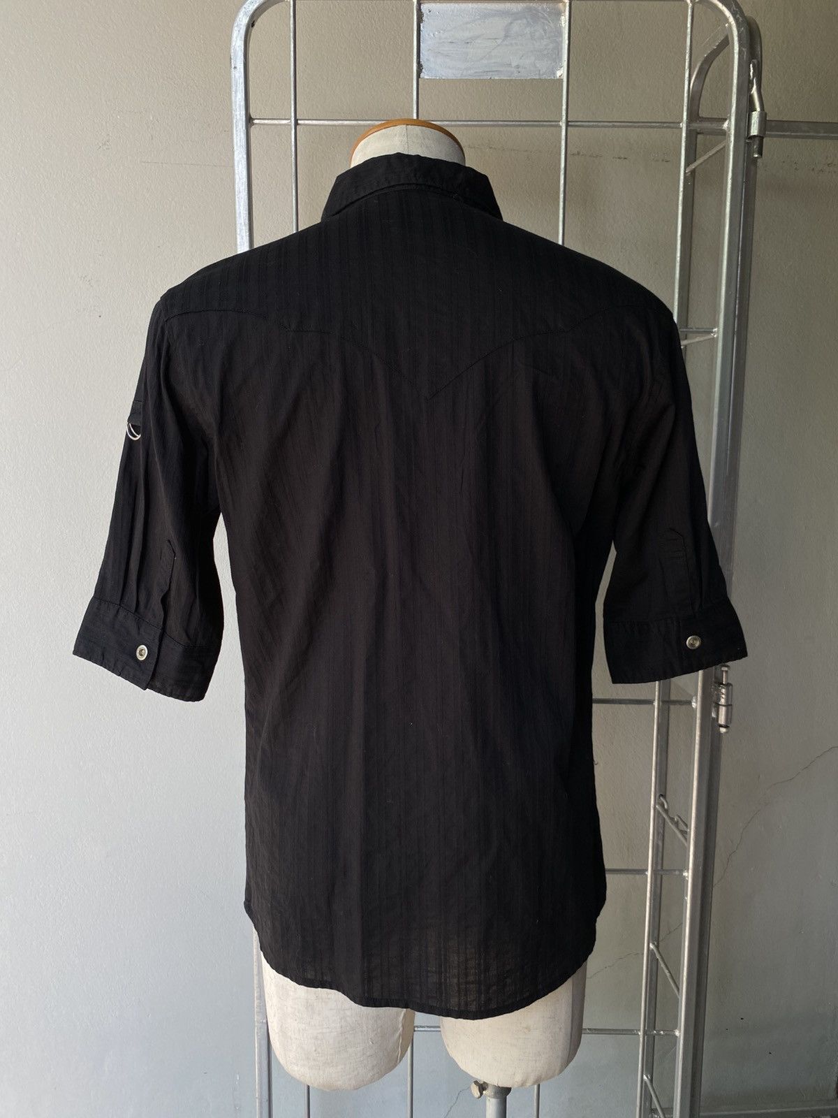 Designer × Japanese Brand Y2K Black Punk Shirt with Button & Sleeve Detail. Size US M / EU 48-50 / 2 - 2 Thumbnail