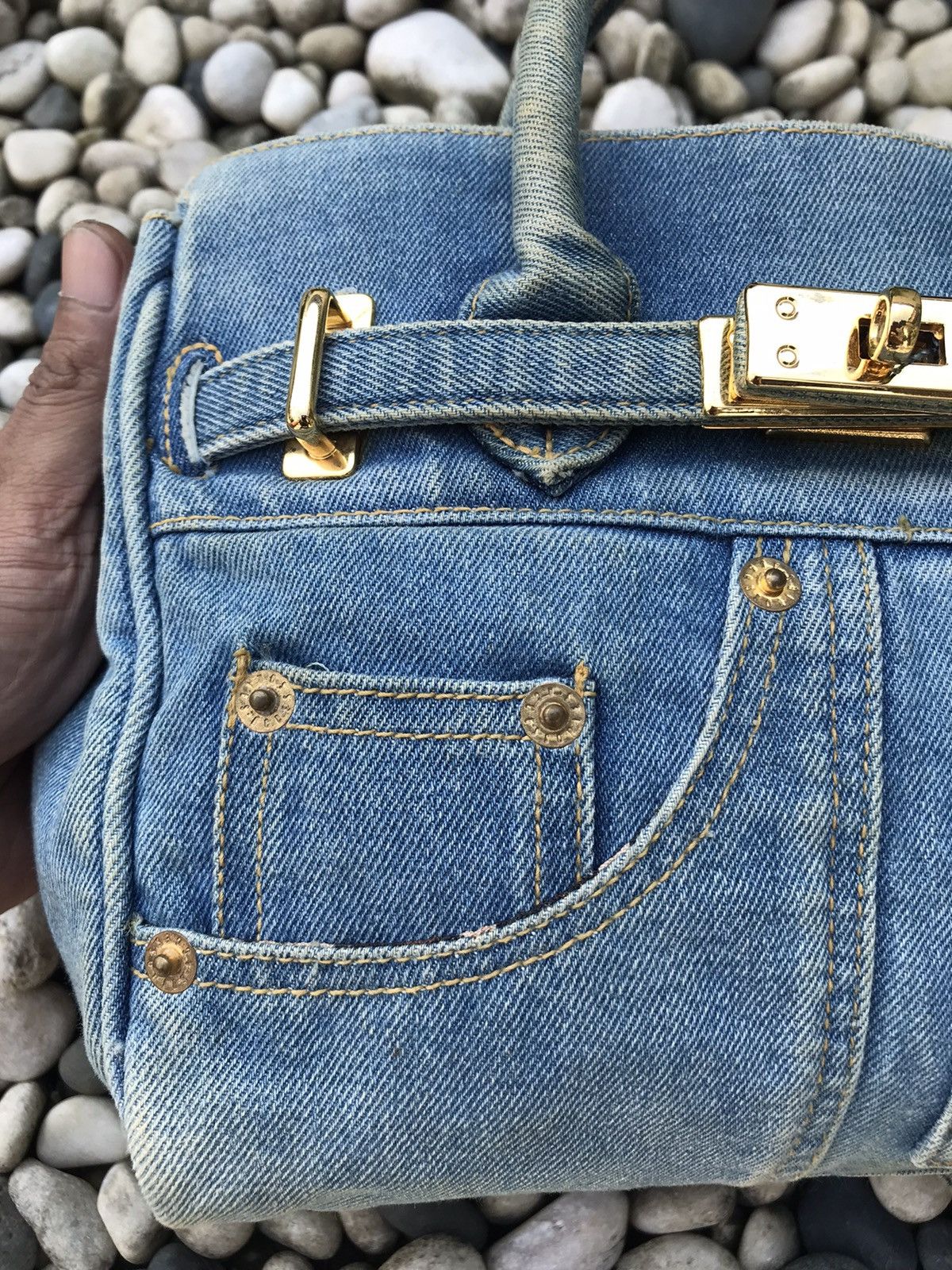 Handmade HANDMADE DENIM BIRKIN 2 WAY STYLE HANDBAG CROSSBODY Size ONE SIZE - 4 Thumbnail