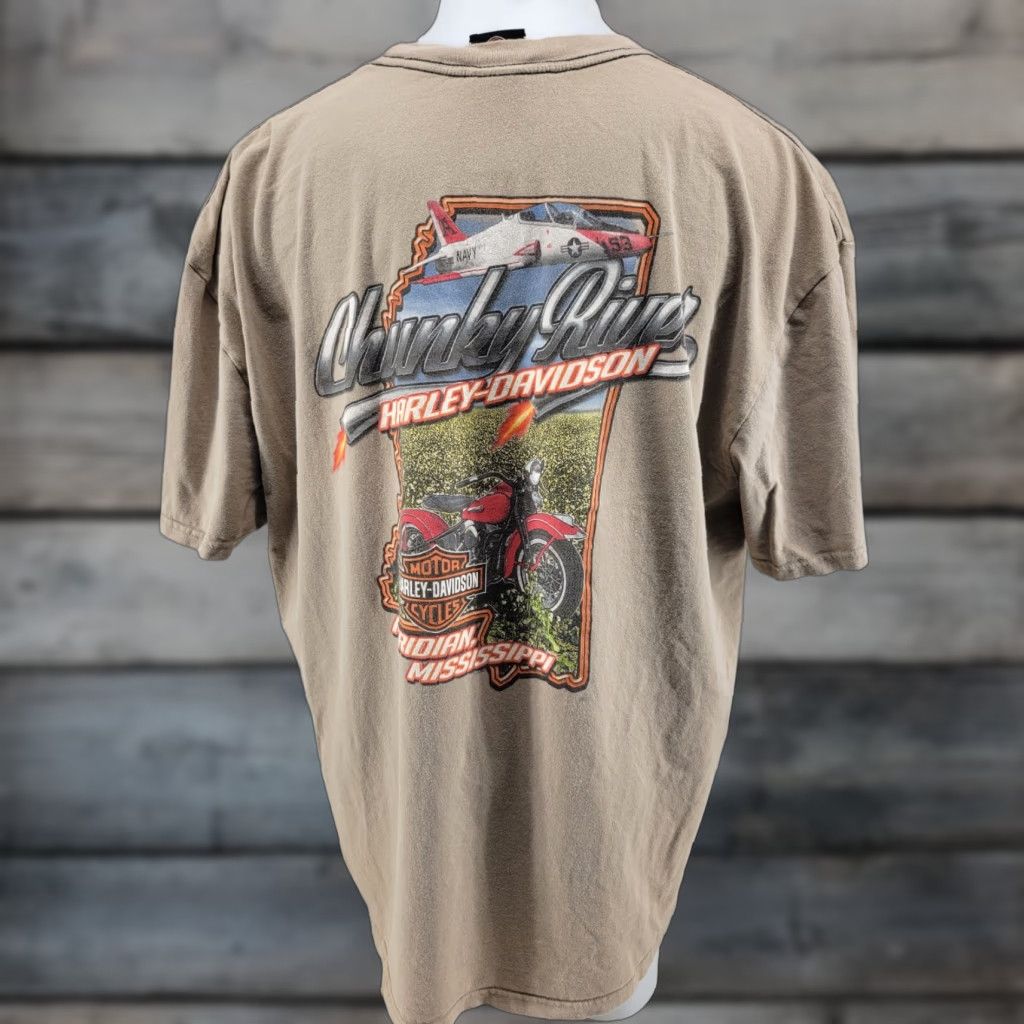 Harley Davidson Harley-Davidson Mens Shirt T-Shirt 2XL Tan Brown Distressed River Meridian MS Tan Brown Shirt Mens 2XL Size US XXL / EU 58 / 5 - 1 Thumbnail