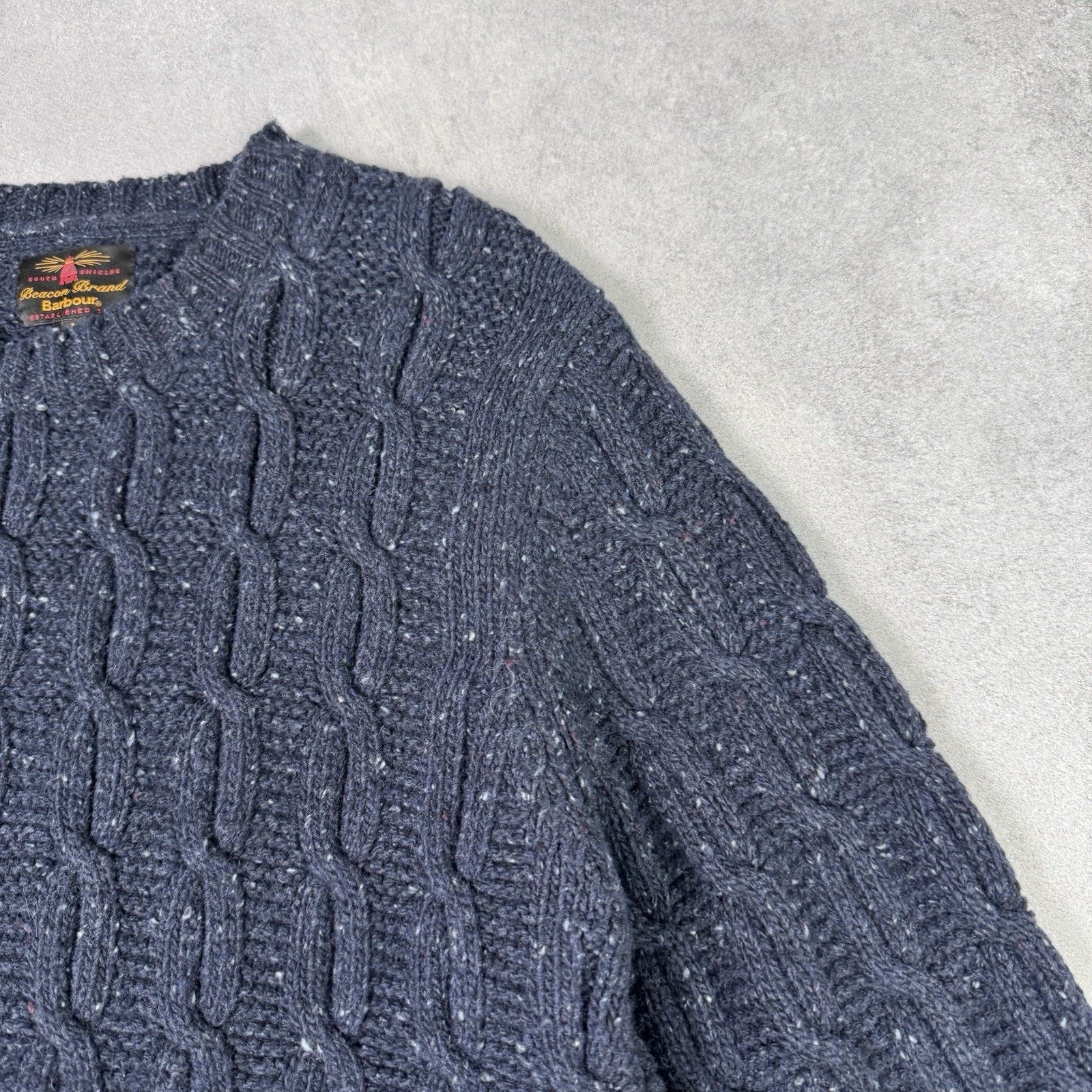 Barbour Barbour Beacon Brand Cable Knit Men Wool Sweater Size L Blue Size US L / EU 52-54 / 3 - 4 Thumbnail