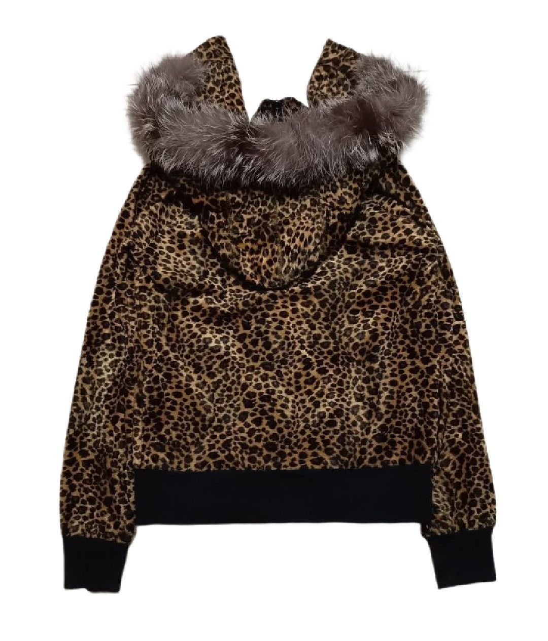 Le Grande Bleu (L.G.B.) 2000's Velvet Leopard Fur Hoodie Size L / US 10 / IT 46 - 2 Thumbnail