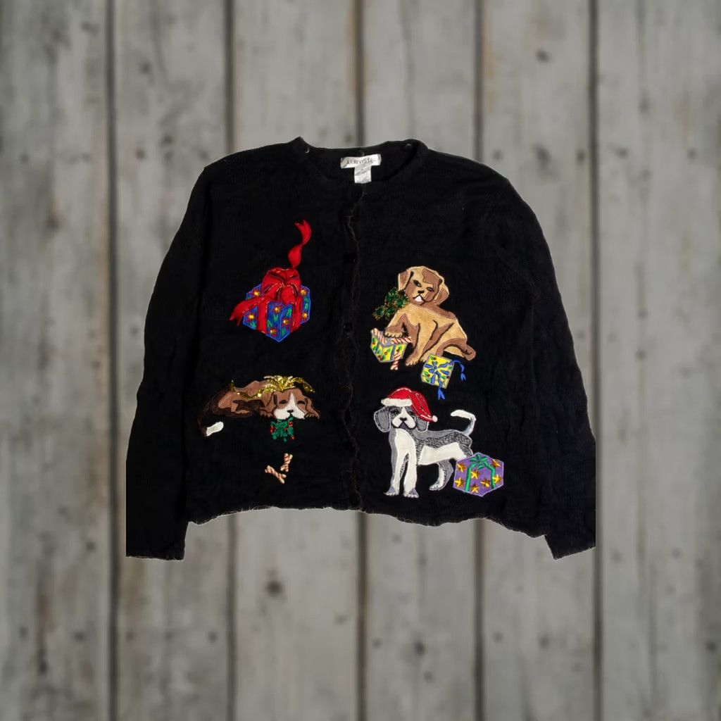 Vintage VINTAGE Dogs Ugly Christmas Sweater Arriviste XS? No, XL Size XL / US 12-14 / IT 48-50 - 1 Thumbnail