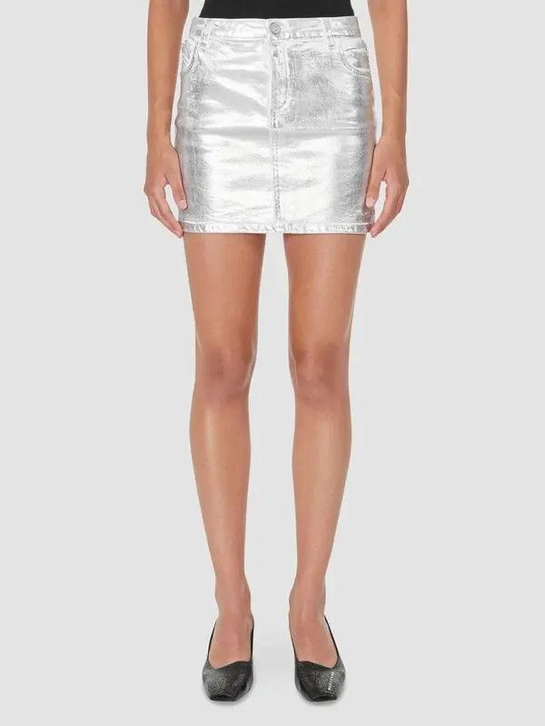 1017 ALYX 9SM o1mle0424 Foil Cotton Denim Mini Skirt in Silver Size 25" / US 0 / IT 36 - 2 Thumbnail