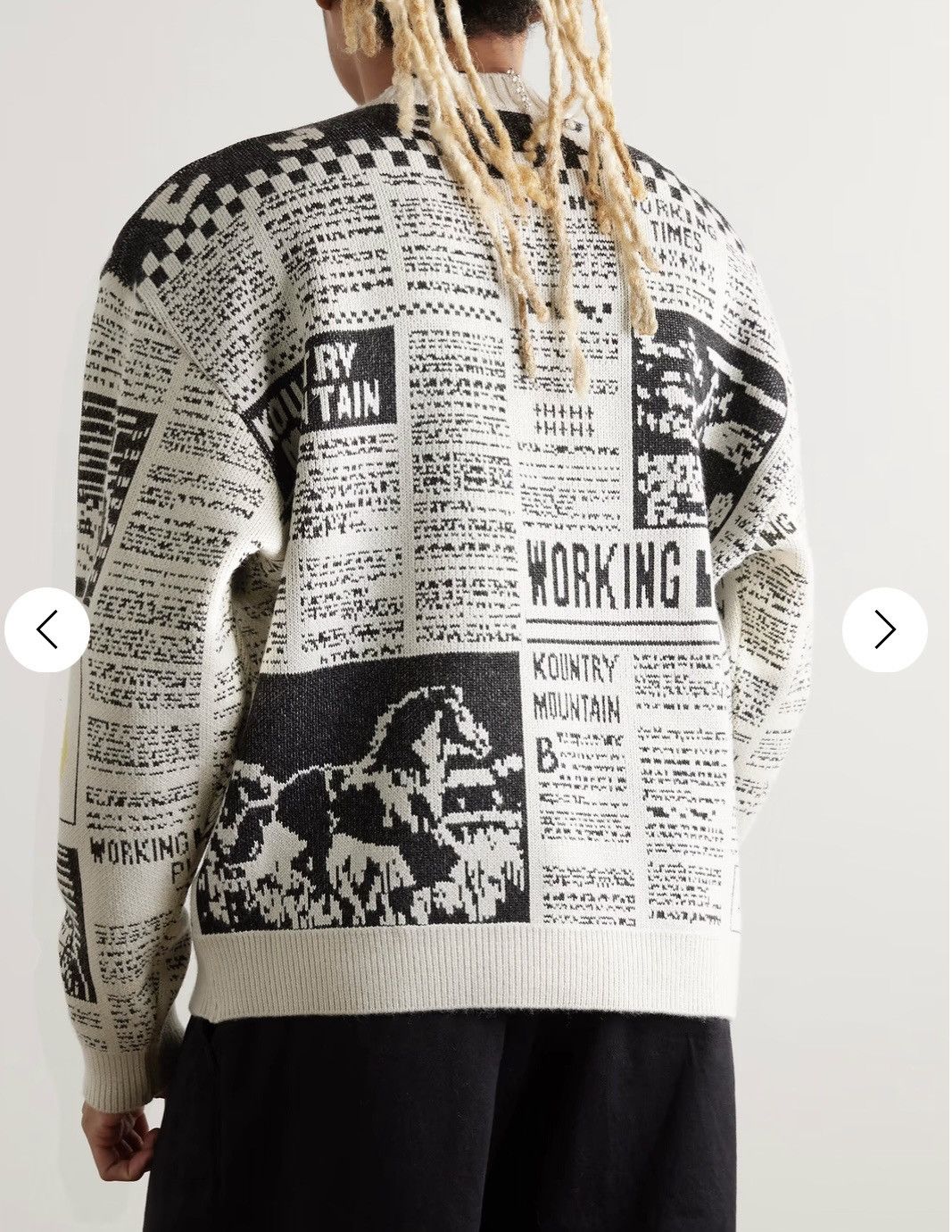 Kapital × Kapital Kountry Kapital 8G Knit Newspaper Pattern Crew Sweater Kinari Size US L / EU 52-54 / 3 - 7 Thumbnail